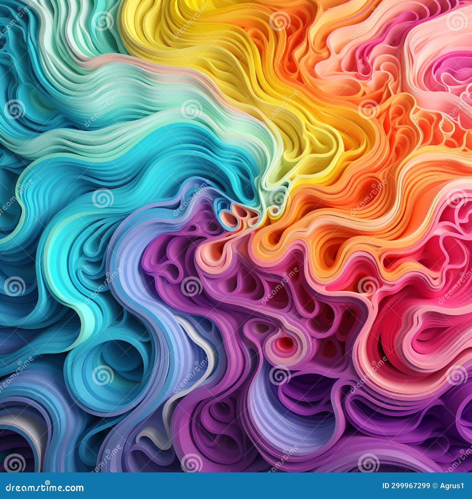 Wallpaper #A23NaZcBycdYOYFT2nGj65 Illustration of Abstract Rainbow Waves Background Generative AI Stock