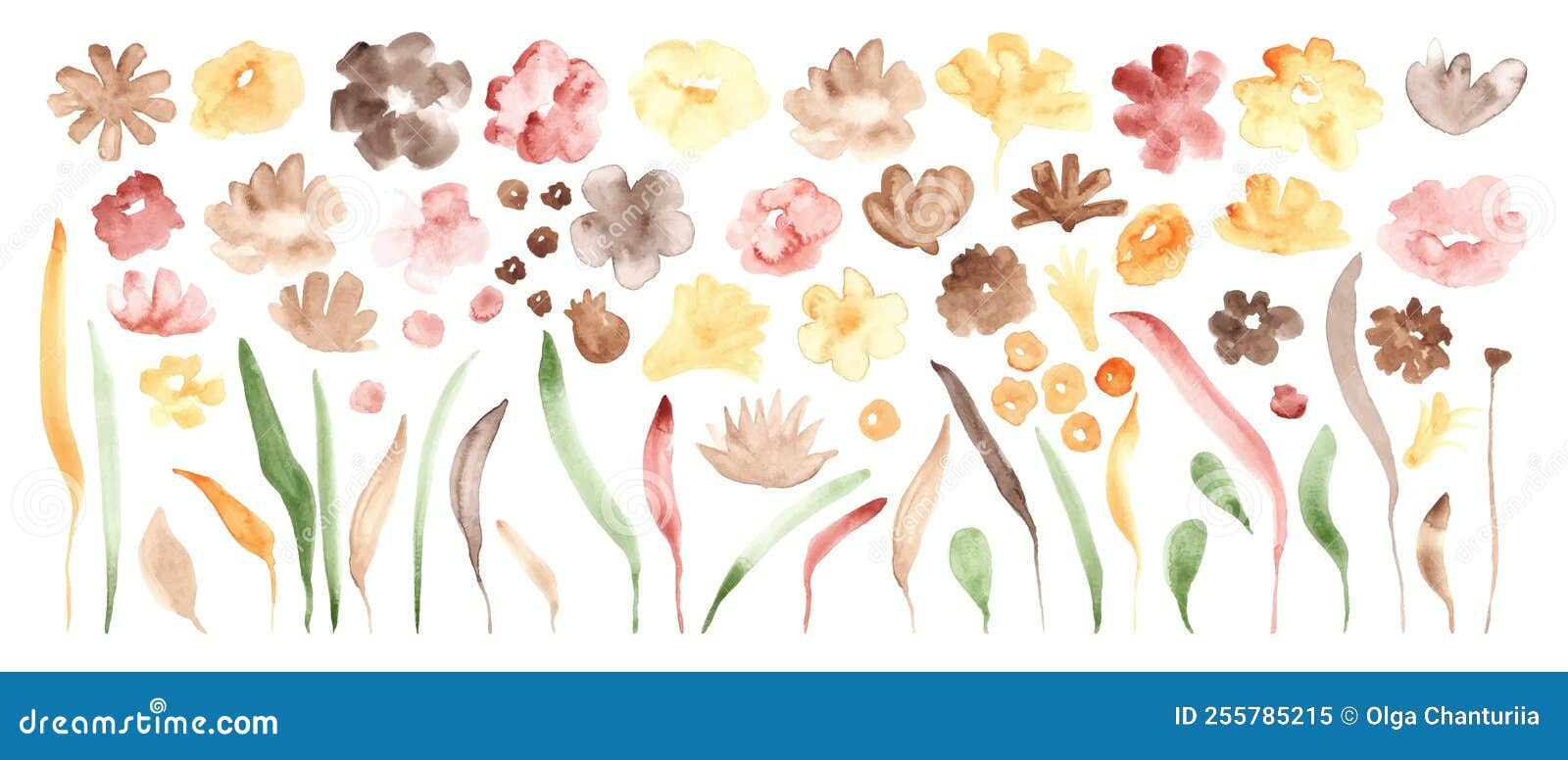 Wallpaper #57iu3JIBJvJKYCmEkfzN194 Set of Watercolor Colorful Flowers Autumn Warm Color Palette Hand