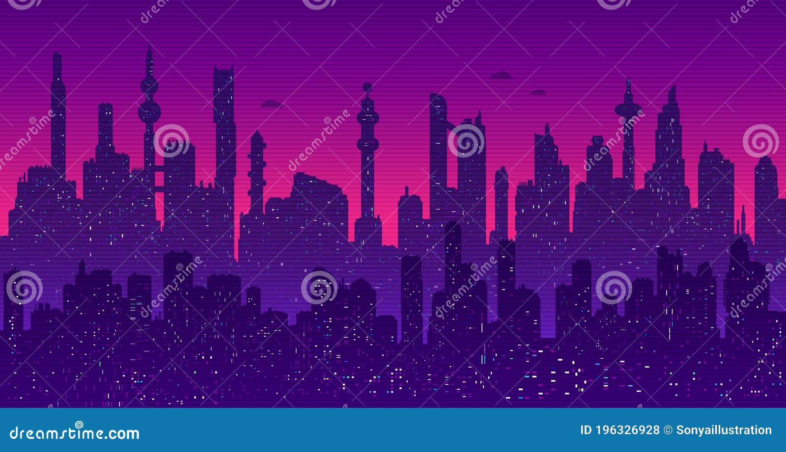 Wallpaper #in1s9I4Bnwiau_P6WQ9f29 Seamless Cyberpunk Cityscape Silhouette Cartoon Vector Cartoondealer