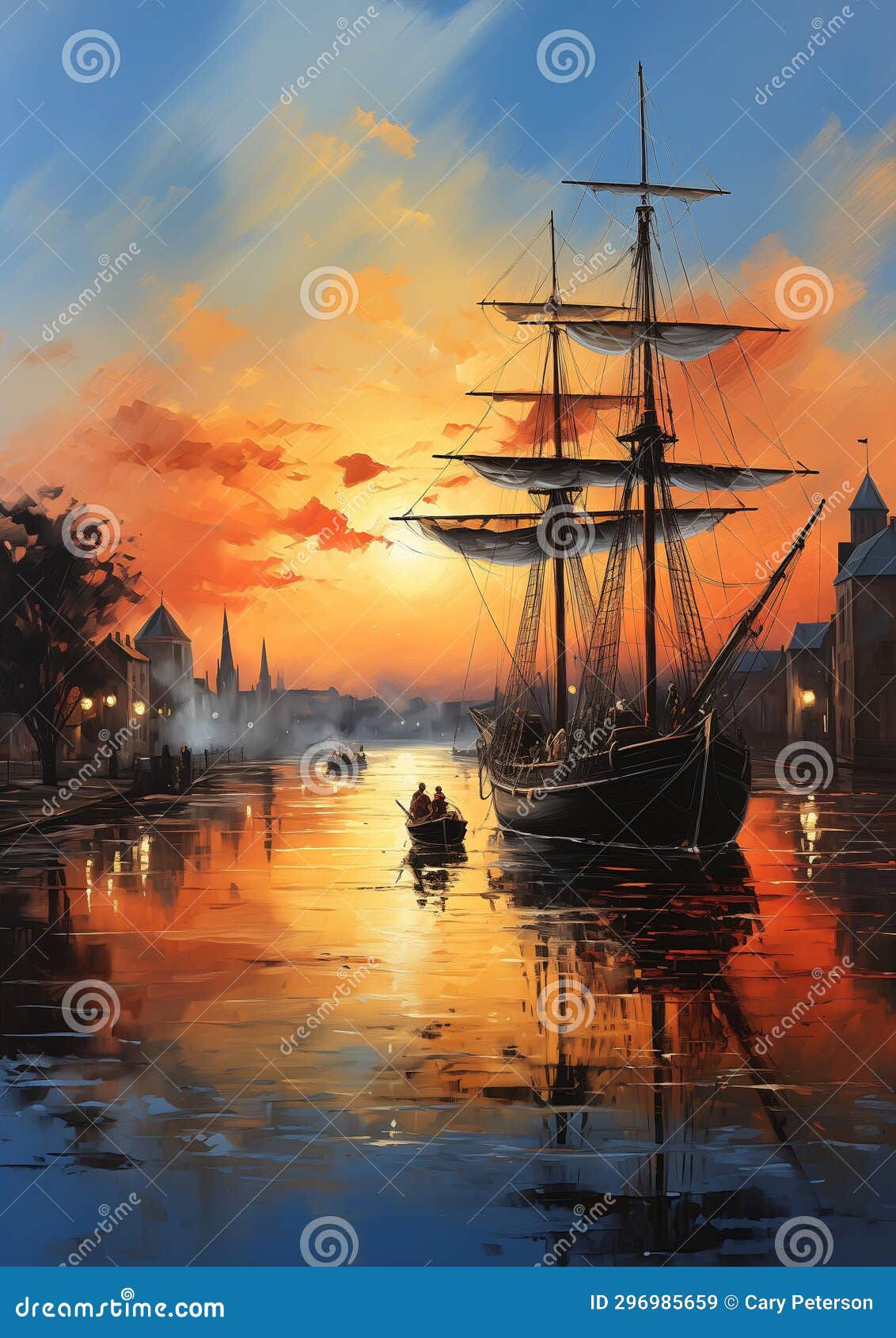 Wallpaper #0qerMpMBlSzal8H17tvu351 Splendid Sunset Harbor a Majestic Backdrop of Old Pirate Ships Stock