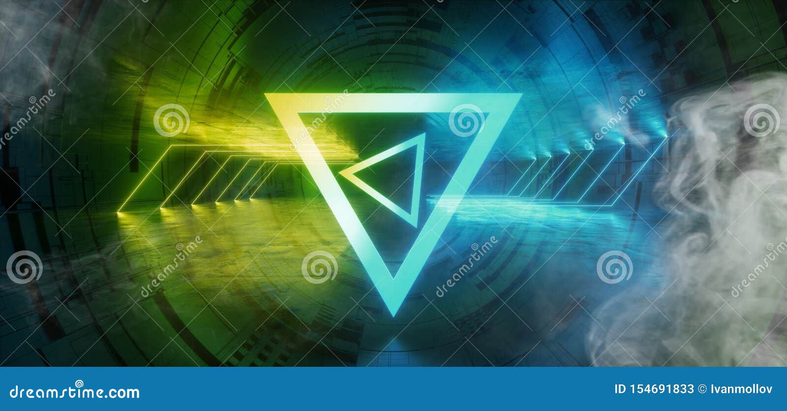 Wallpaper #NWegBpMBSpphPi3-J8JF413 Smoke Sci Fi Gate Portal Neon Glowing Triangle Circle Gradient Green