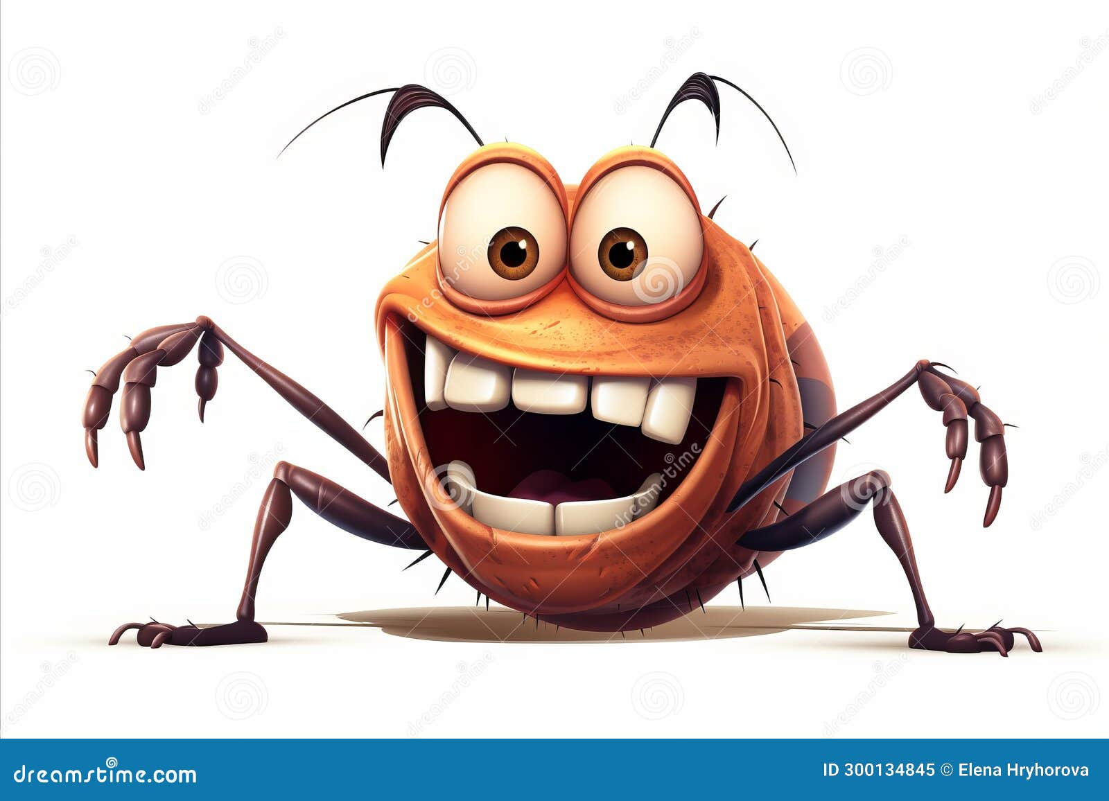 Wallpaper #SWdXCpMBSpphPi3-q9Qk88 A Single Cartoon Cockroach with a Large Smile Isolated on White Stock