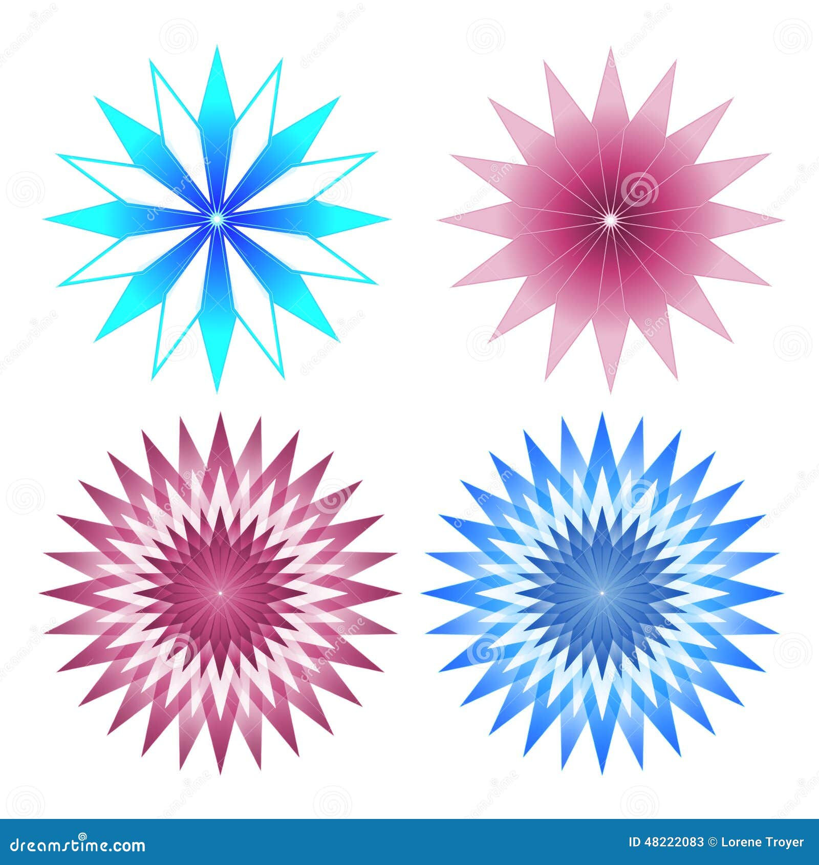 Wallpaper #Z2fA6pIBSpphPi3-eUjf167 Set of 4 Pink and Blue Abstract Flowers Stock Illustration