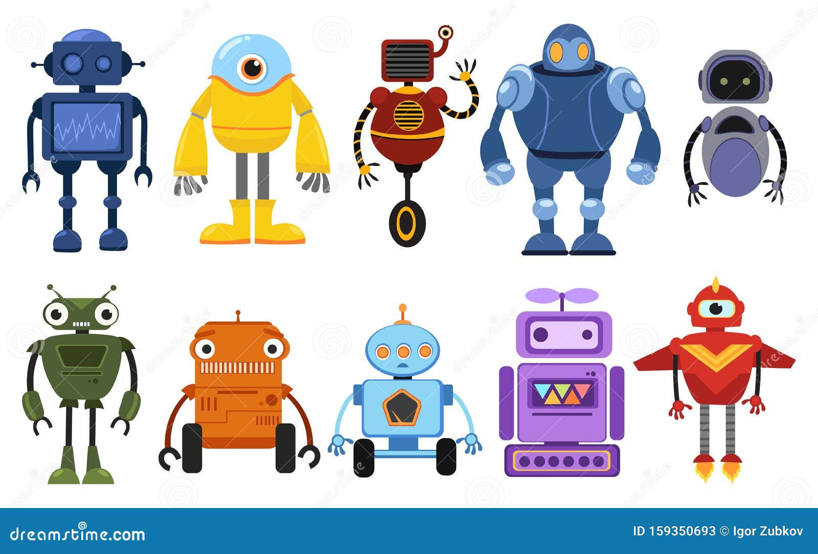 Wallpaper #HWcK_pIBSpphPi3-ZJ5439 Set of Cartoon Robots Collection of Cute Retro Robots Vector