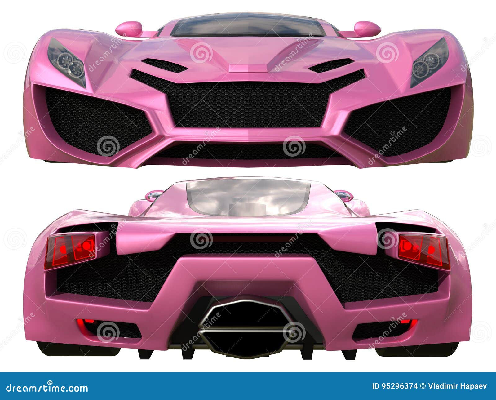 Wallpaper #QWd37pIBSpphPi3-ql0r93 A Set of Two Types of Racing Concept Car in Pink Front and Rear View