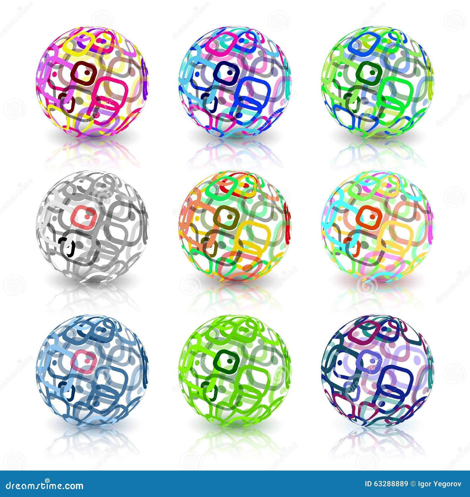 Wallpaper #BGcT6pIBSpphPi3-TUVE166 Set of Abstract Globes Made from Retro Rectangles Stock Vector