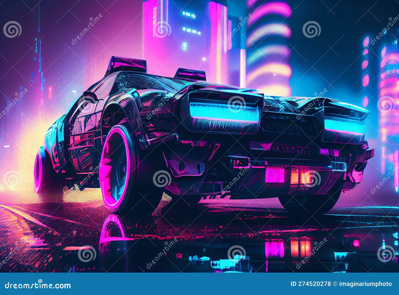 Wallpaper #Fe8FTZMBMN-XEVvVuT-n155 Sports Cyberpunk Futuristic Car on a Neon Cyberpunk Background Night