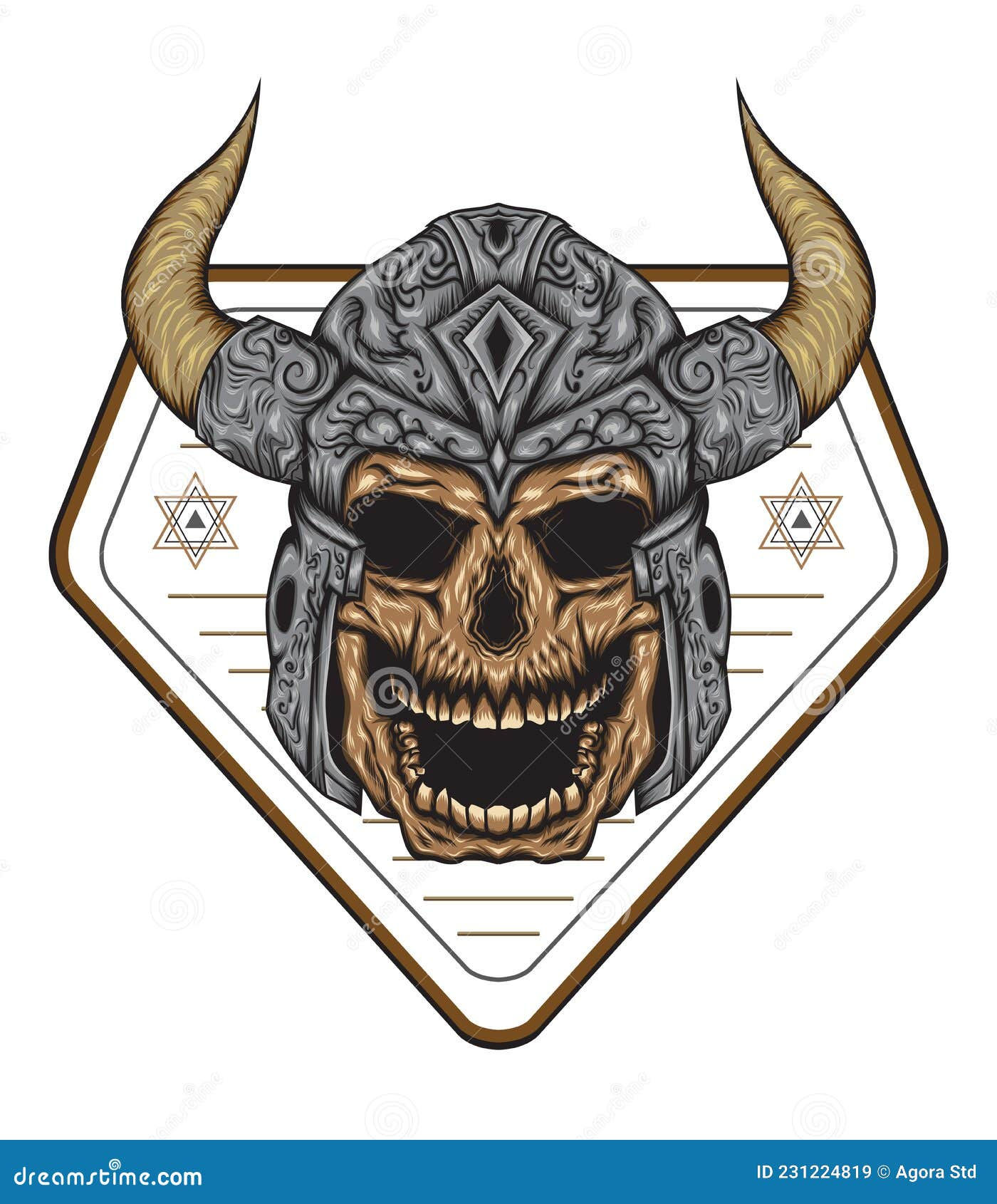 Wallpaper #uWfOCZMBSpphPi3-_NHR68 Skull Viking Logo Viking Skull Illustration in Retro Style Stock