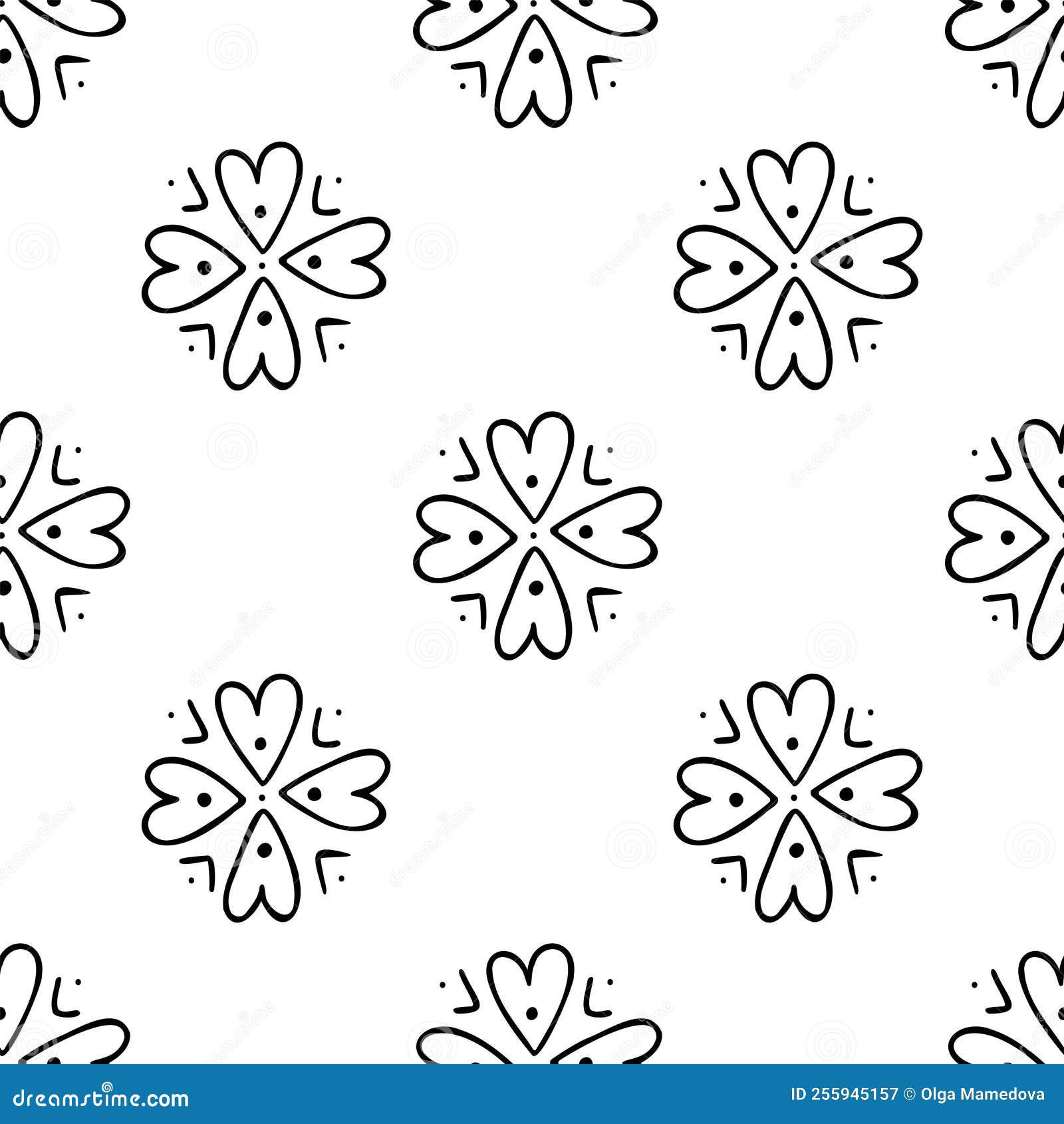 Wallpaper #tGeU55IBSpphPi3-kjik222 Seamless Pattern of Hearts and Dots Black and White Hand Drawn Flat