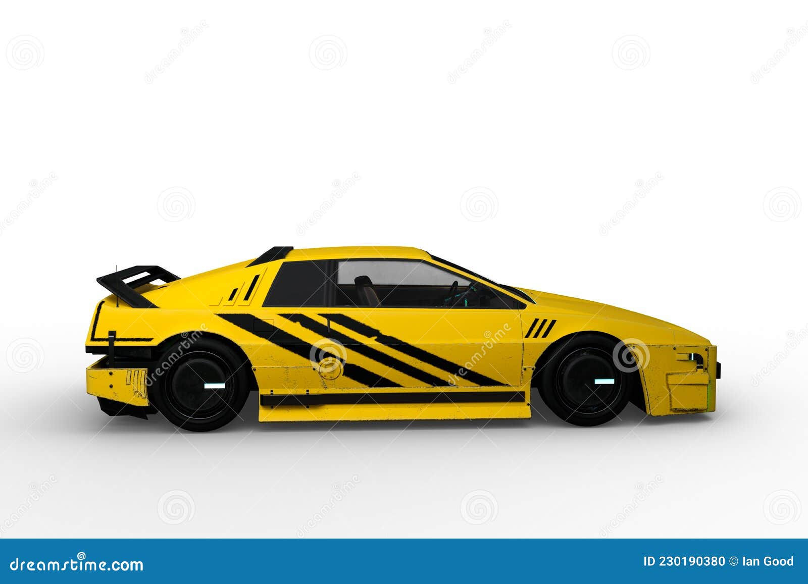 Wallpaper #OkCPMZMBJhL2WPbaT8fn155 Side View 3D Rendering of a Yellow and Black Cyberpunk Style Futuristic