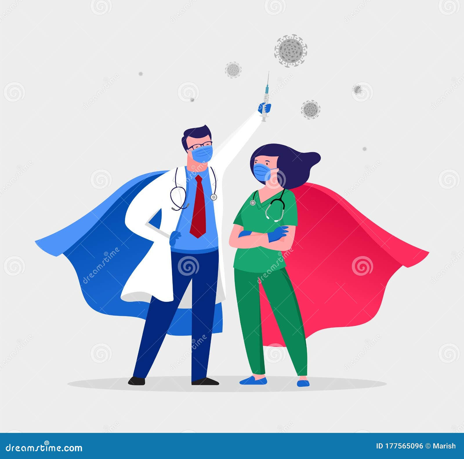 Wallpaper #YWfCDJMBSpphPi3-L-BK285 Super Doctor and Nurse Wearing Medical Masks and Capes Superhero