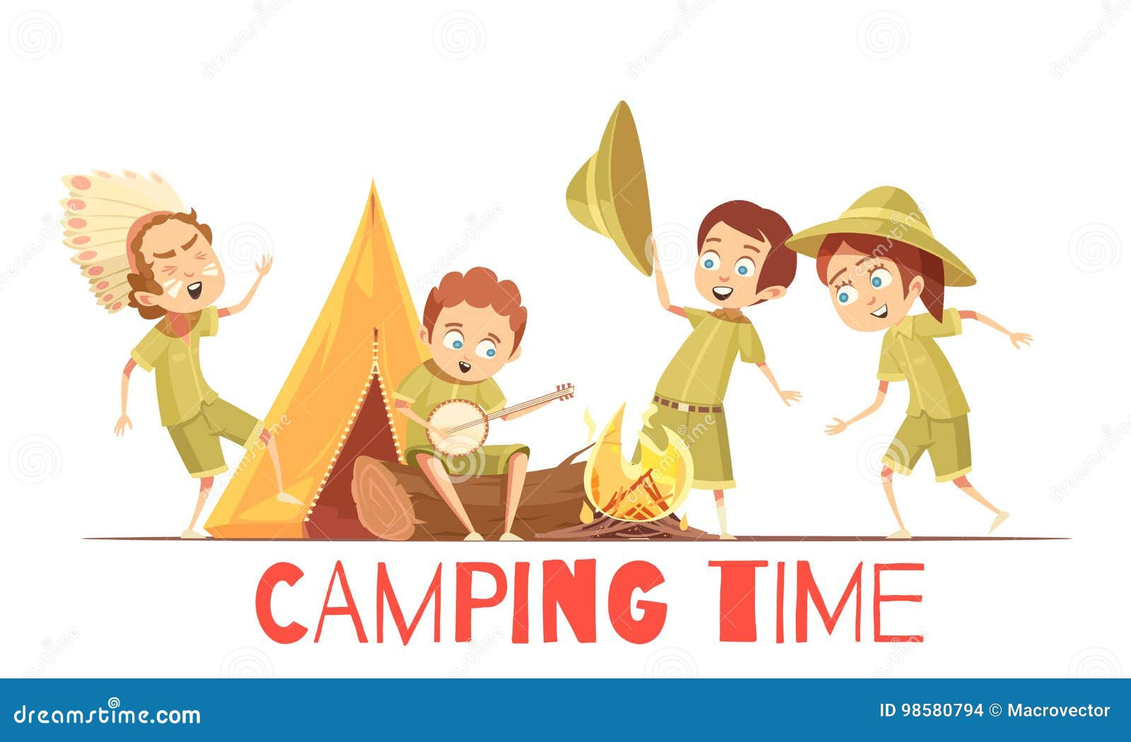 Wallpaper #XZ3oZJcBkAG5jTCHLrHO176 Scouts Camping Retro Cartoon Poster Vector Illustration Cartoondealer