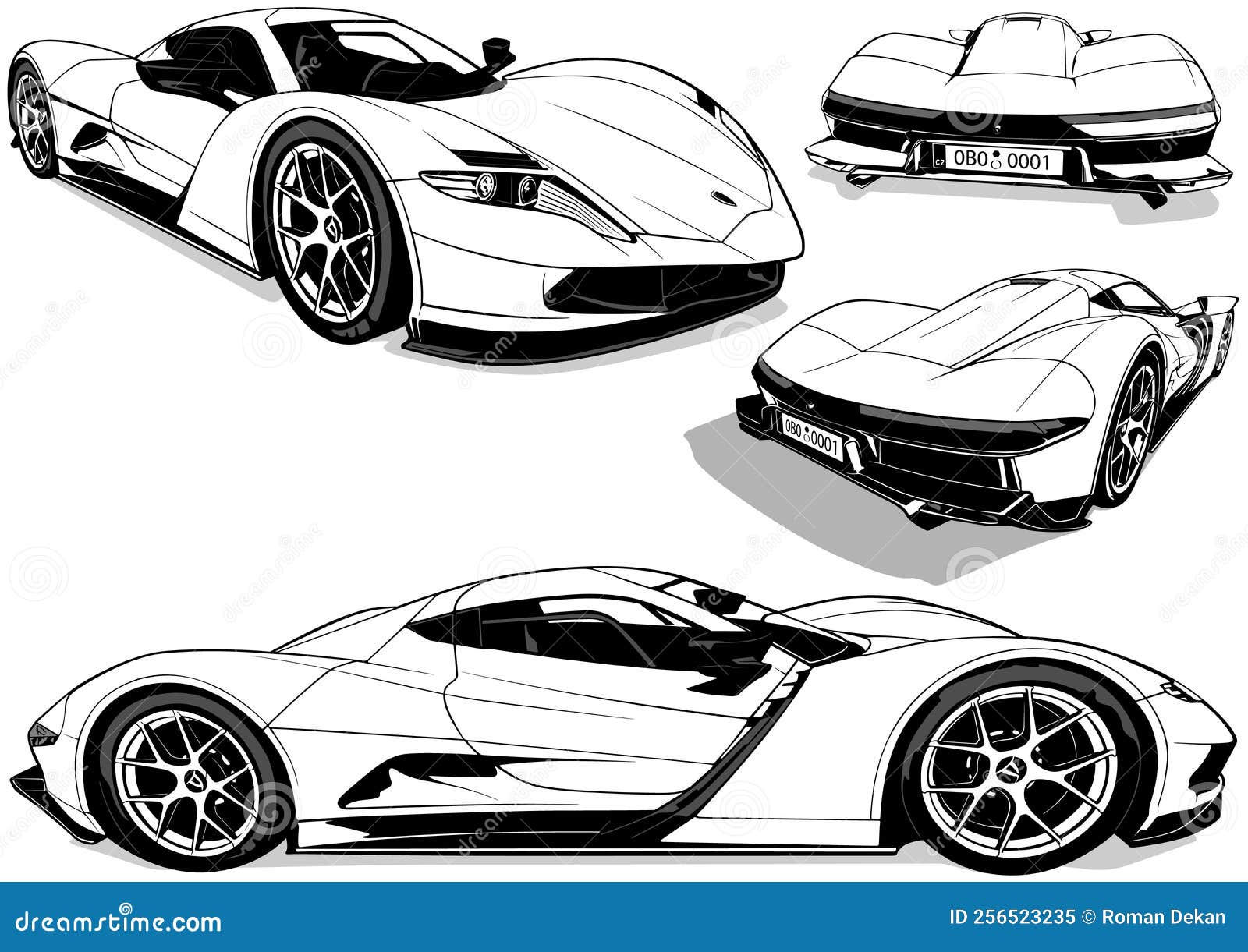 Wallpaper #vAMtZZMBpyOg8YnEctg8199 Set of Luxury Sports Car Drawings from Four Views Stock Vector