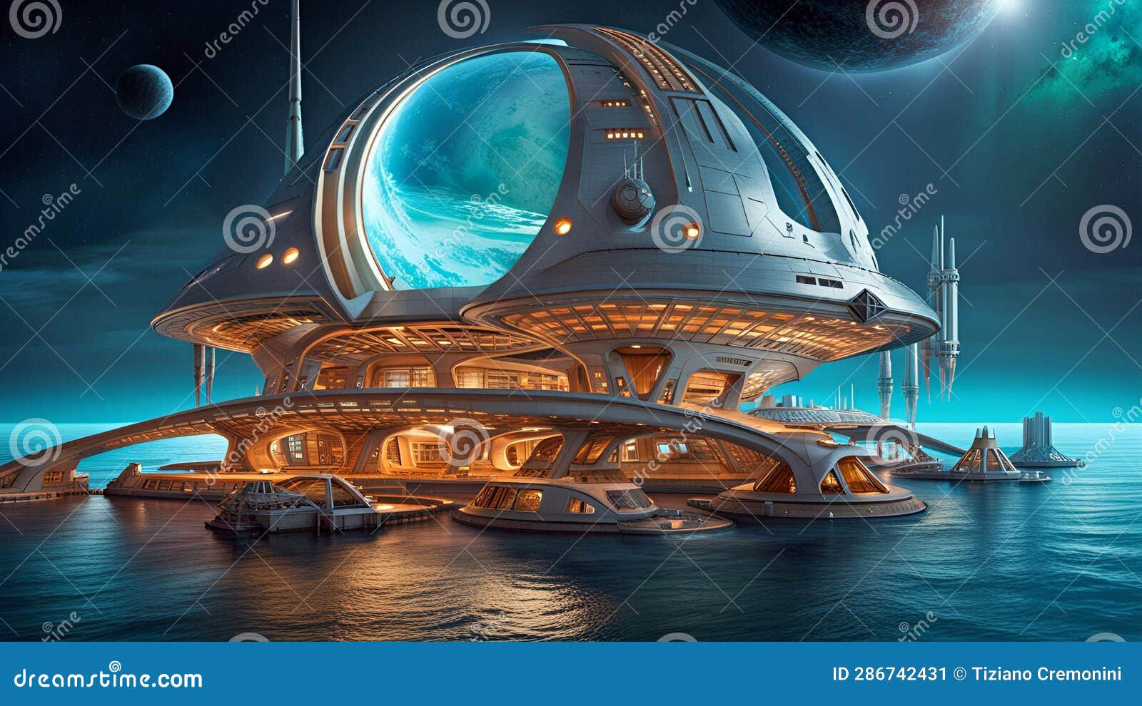 Wallpaper #GPSlOZMBKFX8bn3rdnf6297 Space Base on Alien Planet with Mountains Rocks and Ocean Generative