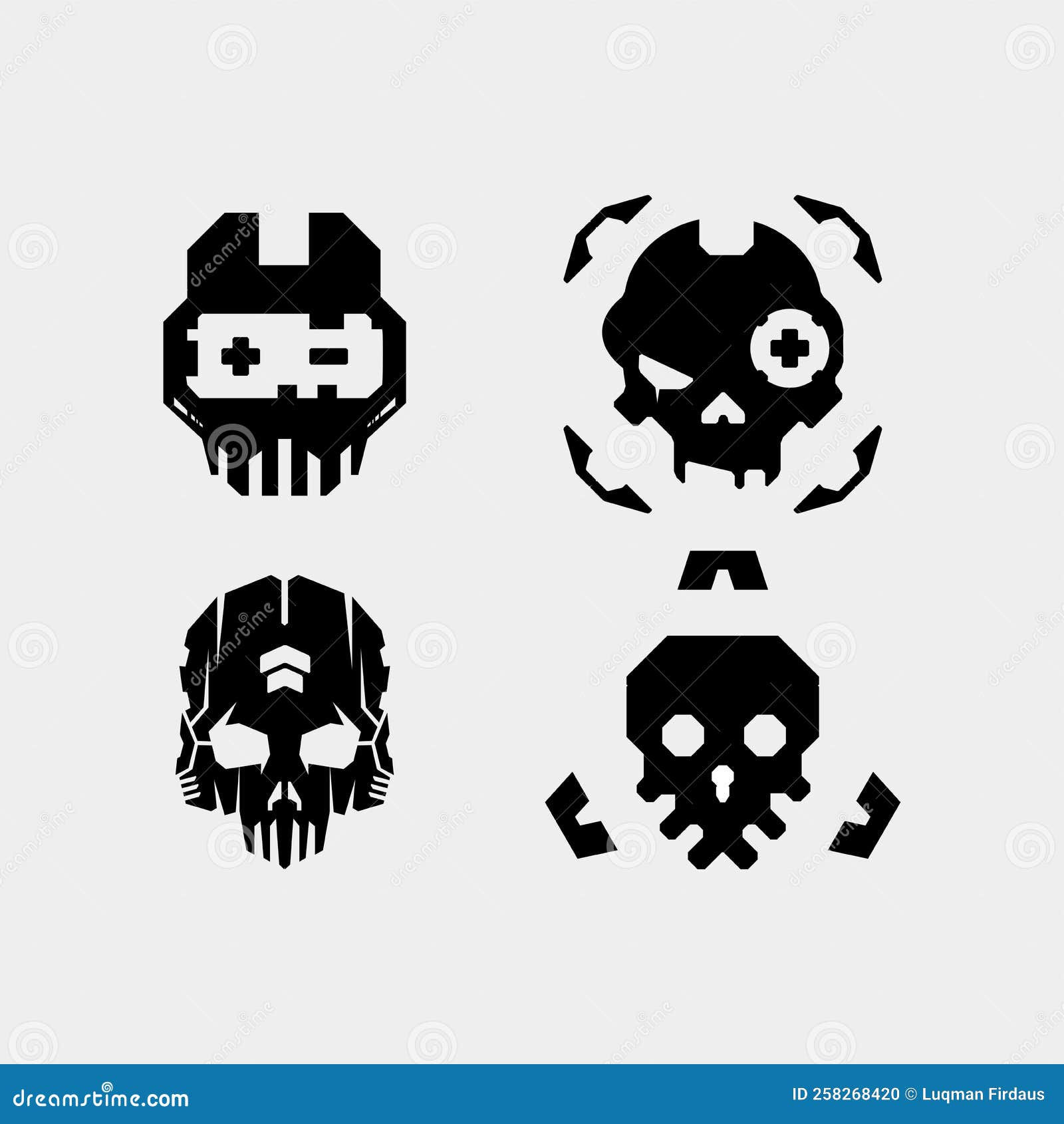 Wallpaper #OGiSHJMBSpphPi3-1yPm173 Skull Cyberpunk Set Element Vector Game Futuristic Cyborg Editable