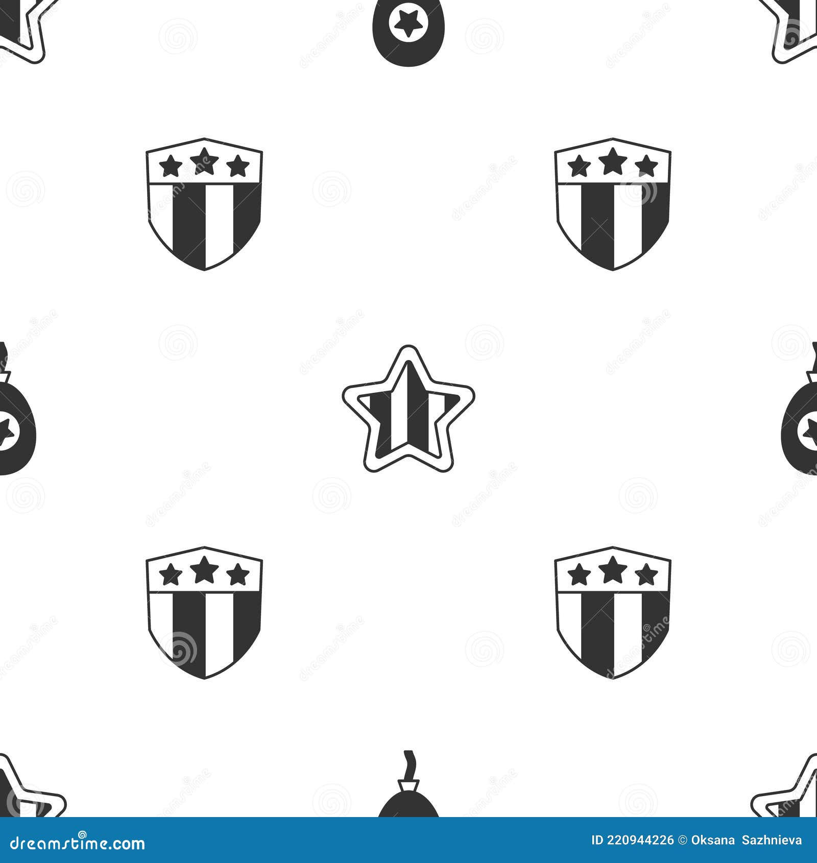 Wallpaper #e3OEio4BFI5NbQkswyIS43 Set Balloons USA Independence Day and Shield with Stars on Seamless