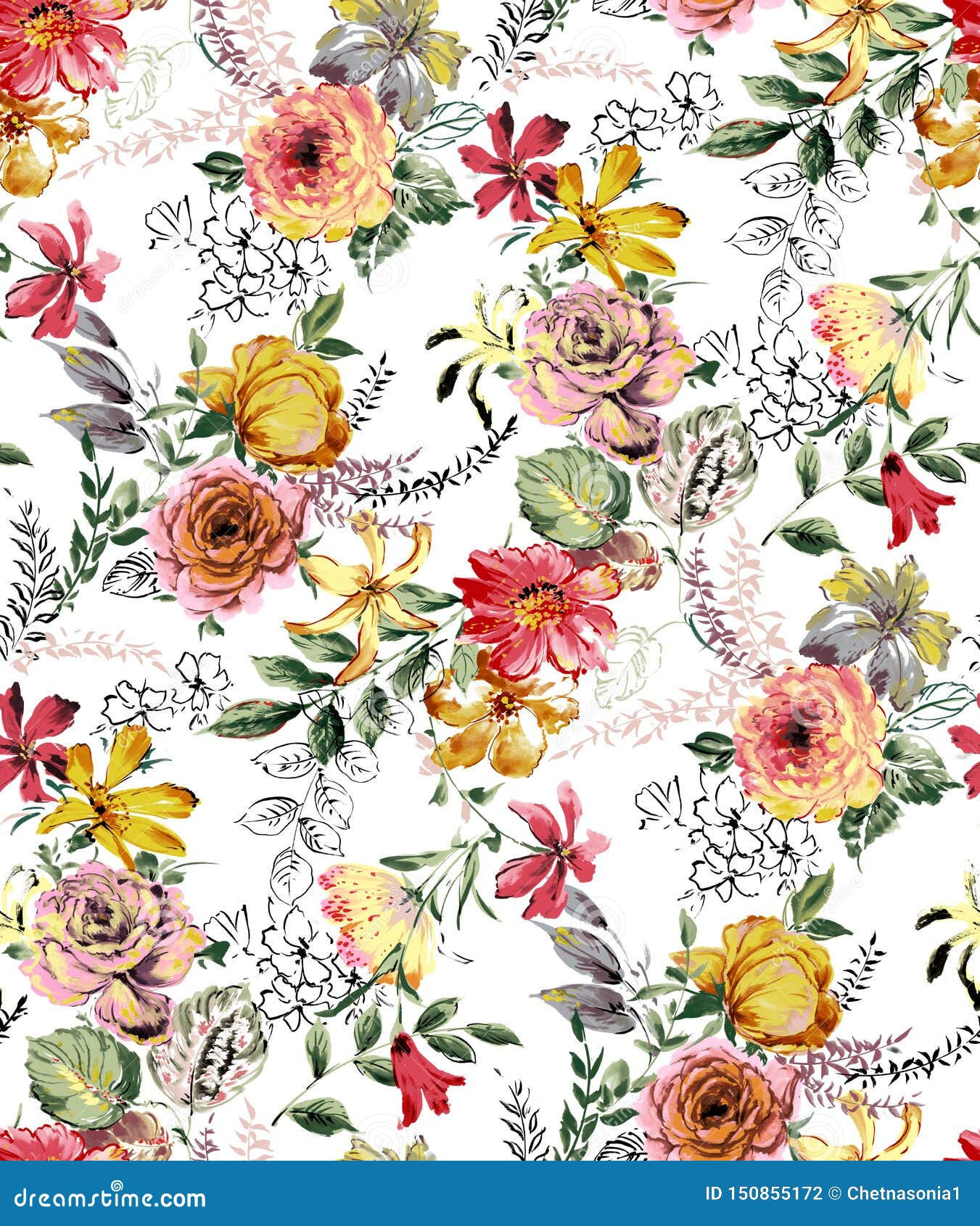 Wallpaper #4GdP9JIBSpphPi3-k3mn1 Seamless Beautiful Flower Pattern Design Stock Illustration