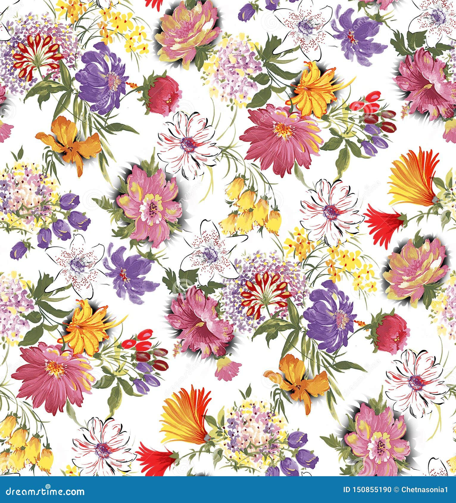 Wallpaper #4GdP9JIBSpphPi3-k3mn4 Seamless Beautiful Flower Pattern Design Stock Illustration