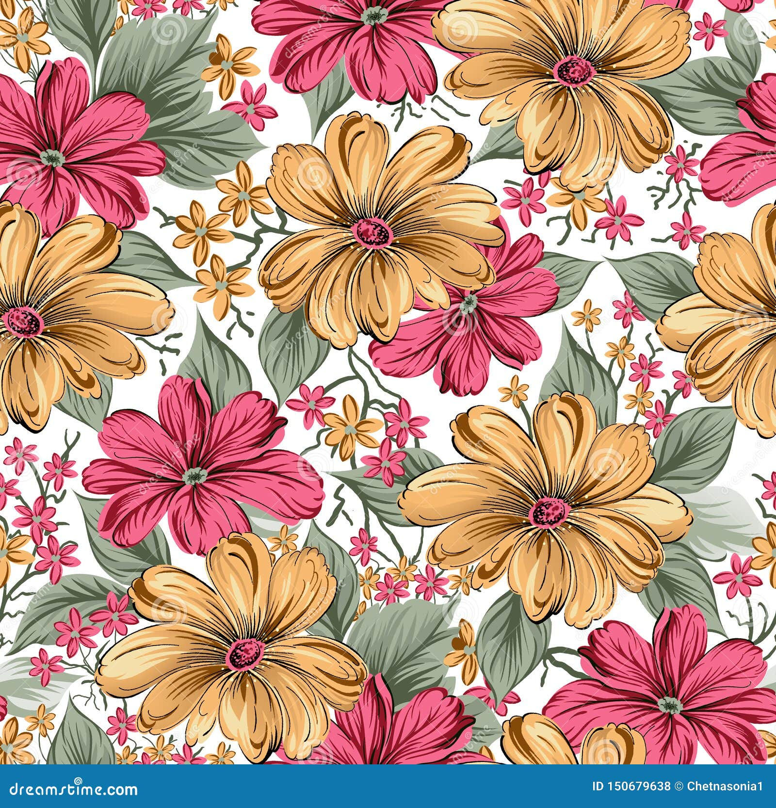 Wallpaper #4GdP9JIBSpphPi3-k3mn6 Seamless Beautiful Flower Pattern Design Stock Illustration