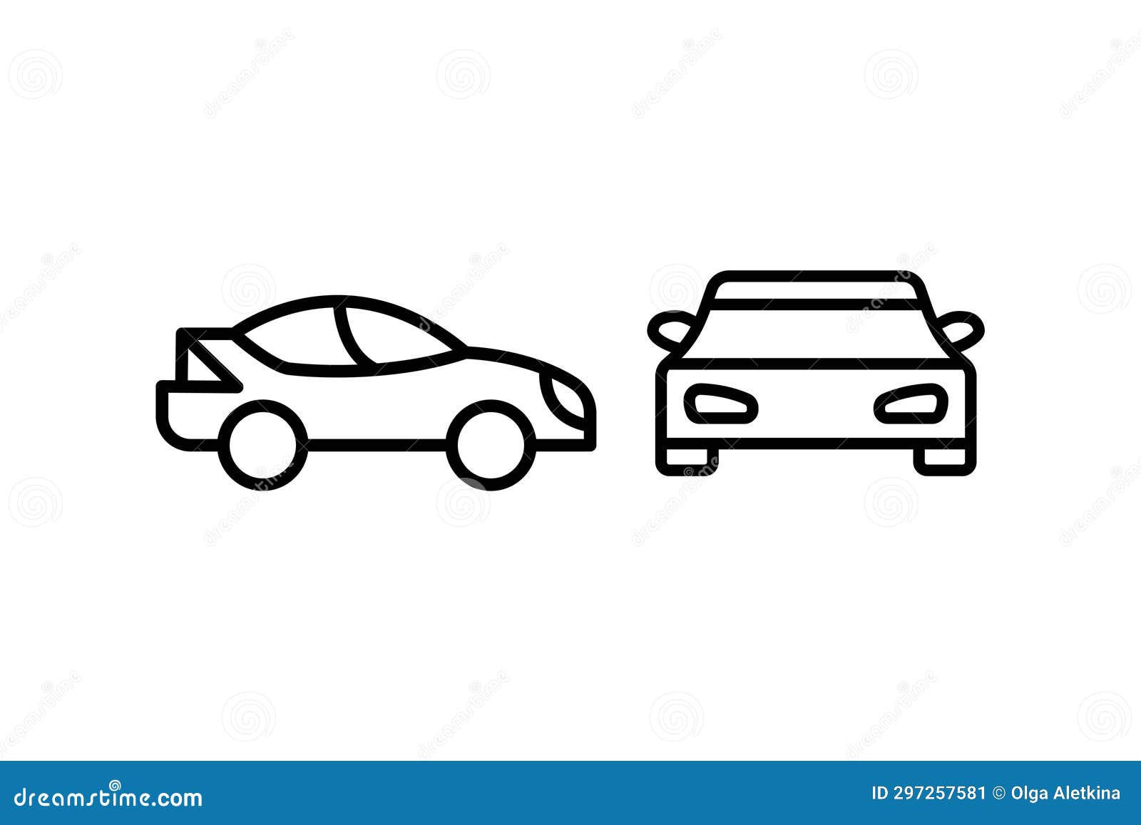 Wallpaper #kWidIpMBSpphPi3-uDN483 Set of Various Cars Front and Side View Outline Icon Stock