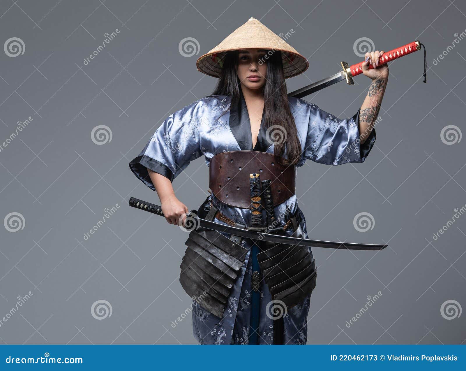 Wallpaper #-F7eMpMBborbLbczul_5244 Oriental Woman Warrior with Kasa and Samurai Swords Stock Image Image