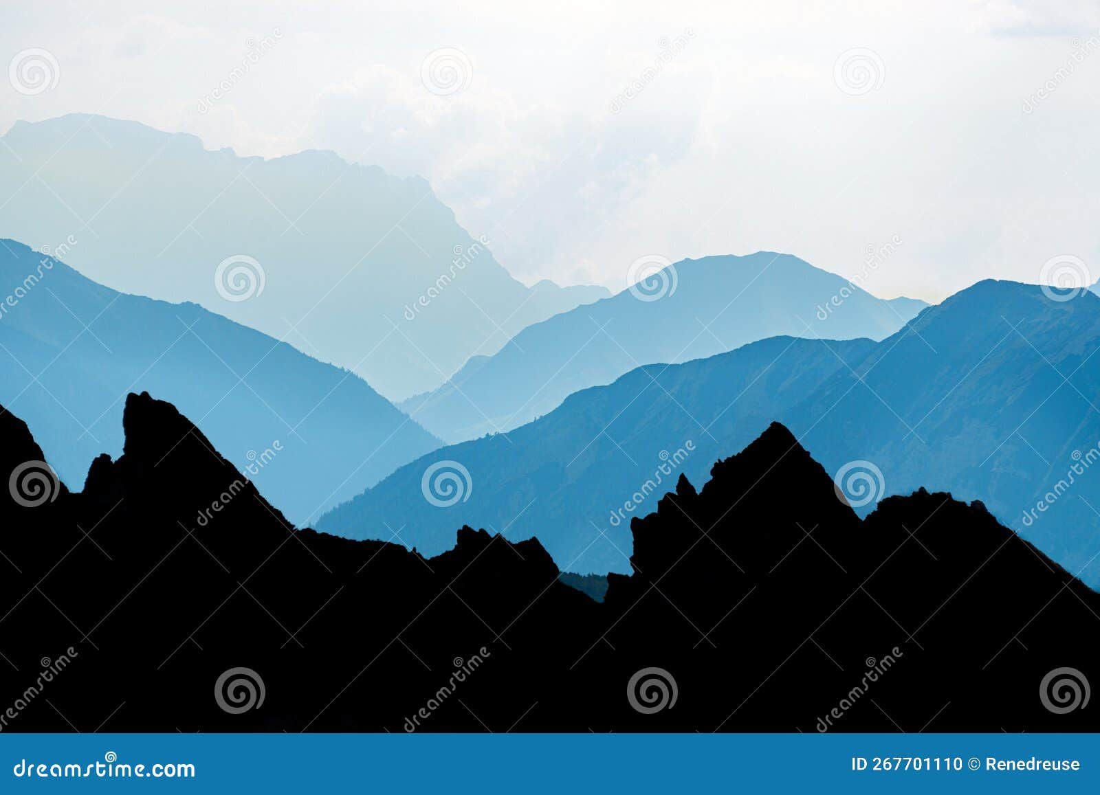 Wallpaper #x--qS5MBMN-XEVvVnztn5 Spectacular Blue and Cyan Mountain Ranges Silhouettes in Early Morning