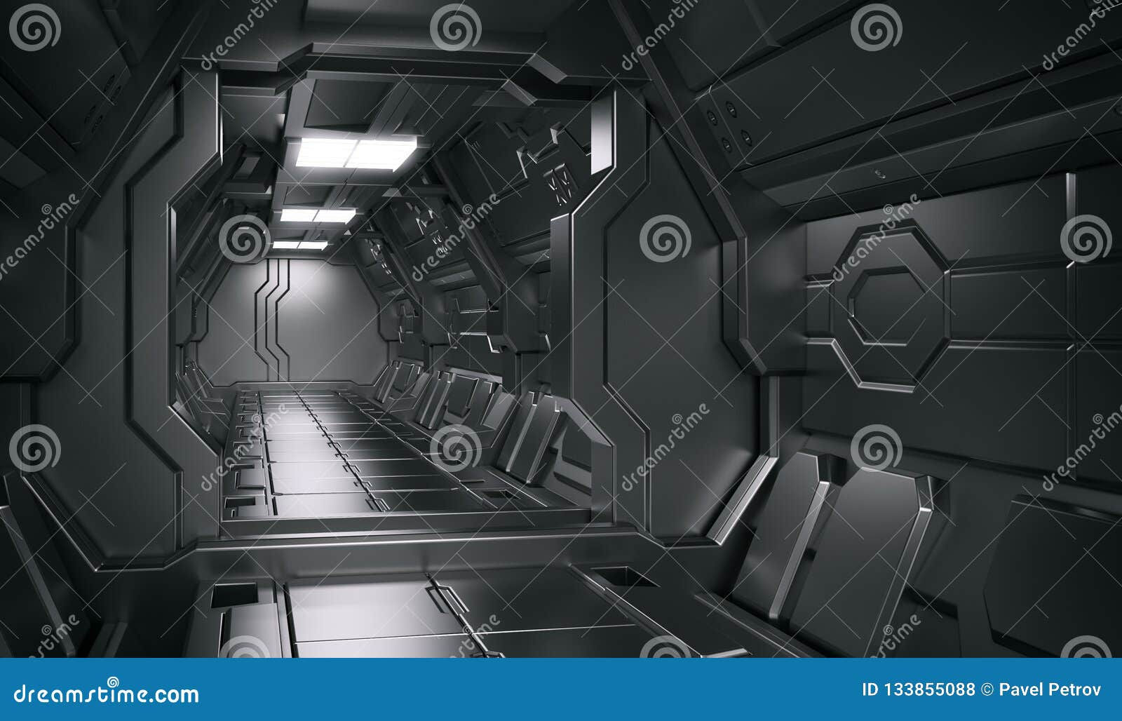 Wallpaper #XGfX_5IBSpphPi3-IaSA191 Science Fiction Interior Scene Sci Fi Corridor 3D Illustrations Stock