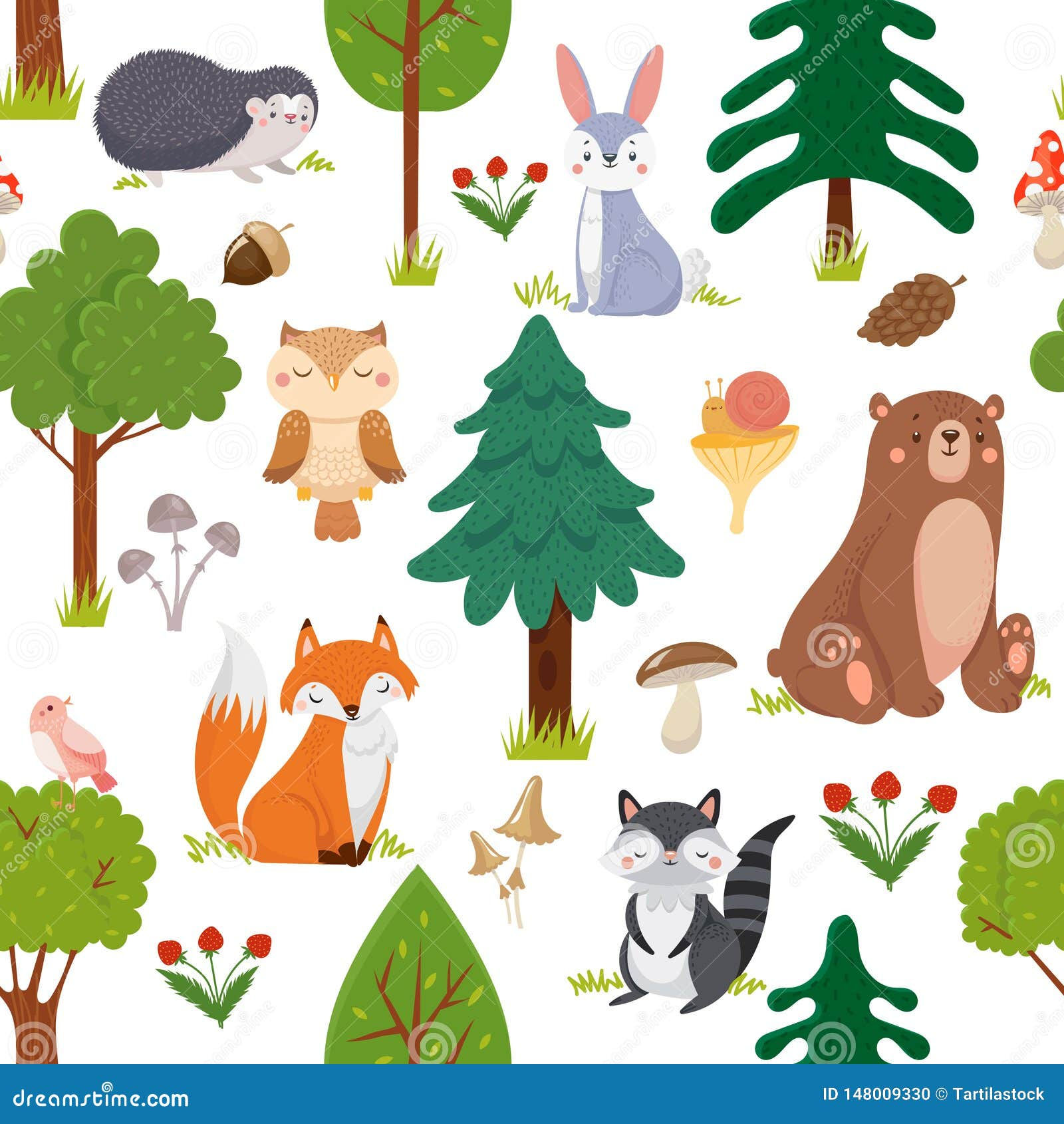 Wallpaper #lGcDC5MBSpphPi3-T9ct96 Seamless Woodland Animals Pattern Summer Forest Cute Wildlife Animal