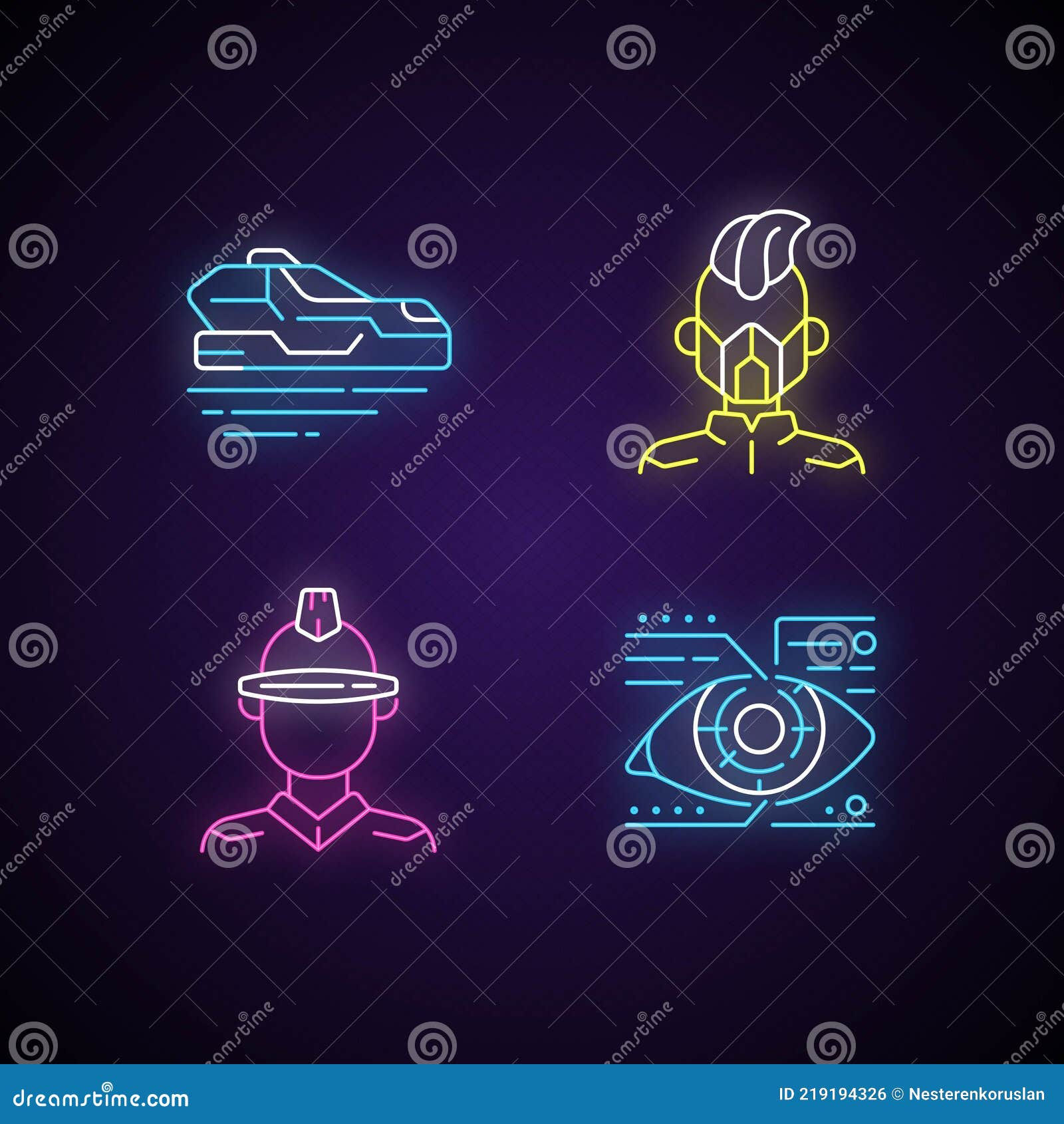 Wallpaper #rXcPJpMB-pgBXx60rqAE1 Cyberpunk Neon Icons Set Futuristic City Exoskeleton and High Tech