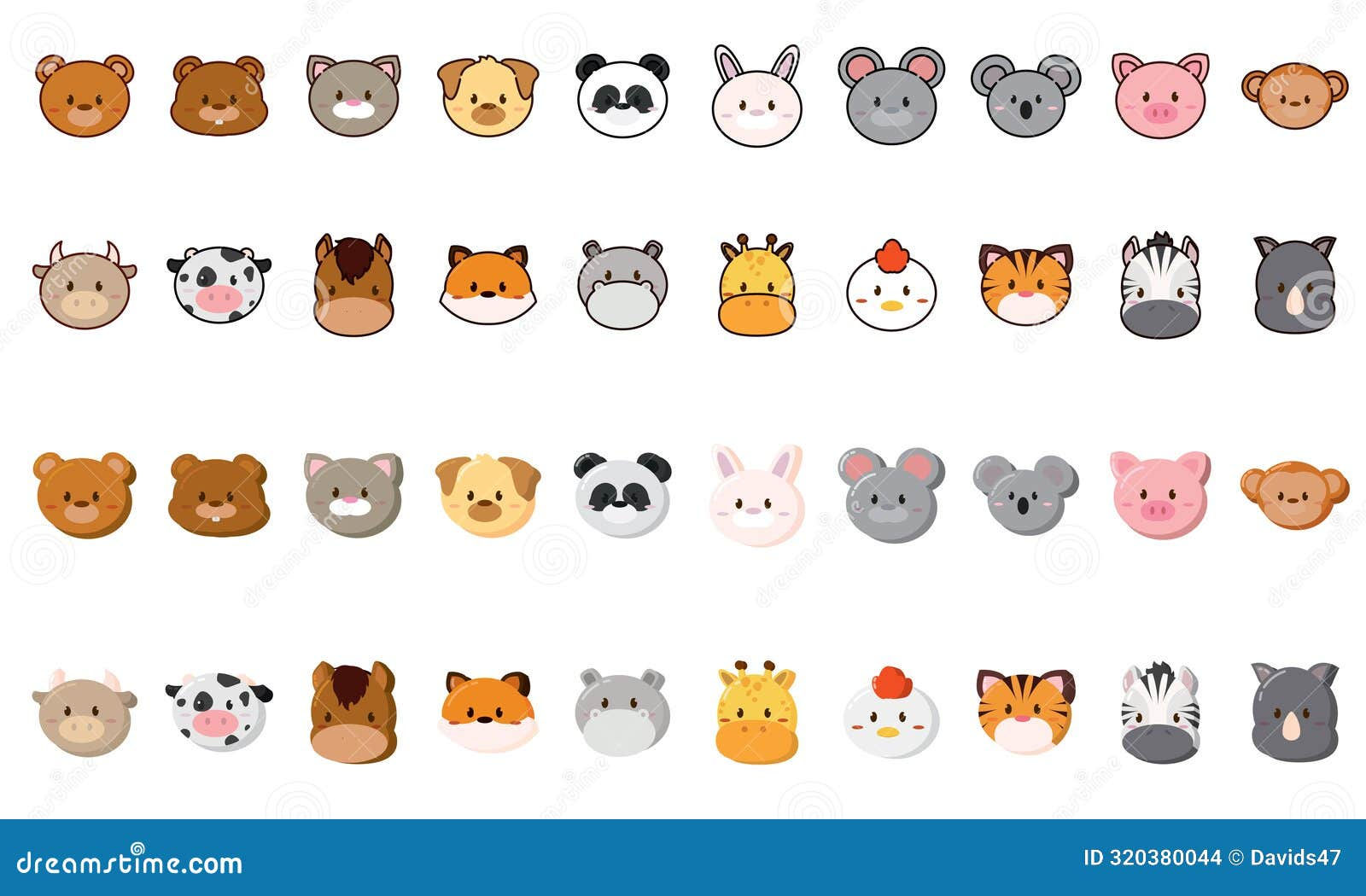 Wallpaper #9fCngJcBi4JM6agG7CG_188 Set of Kawaii Animal Emoticons Vector Stock Vector Illustration of