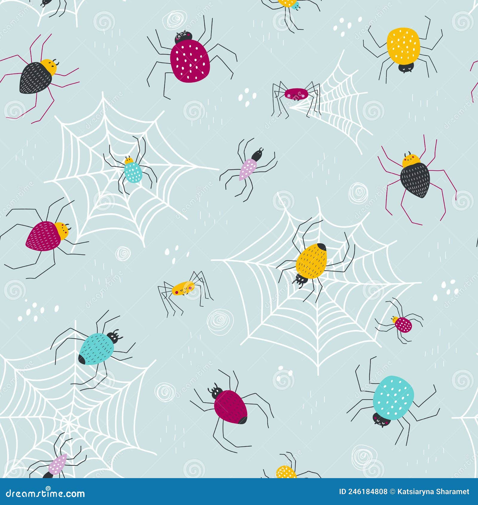 Wallpaper #32cVEZMBSpphPi3-sfVC364 Seamless Pattern with Cute Spiders Vector Illustrations Stock Vector