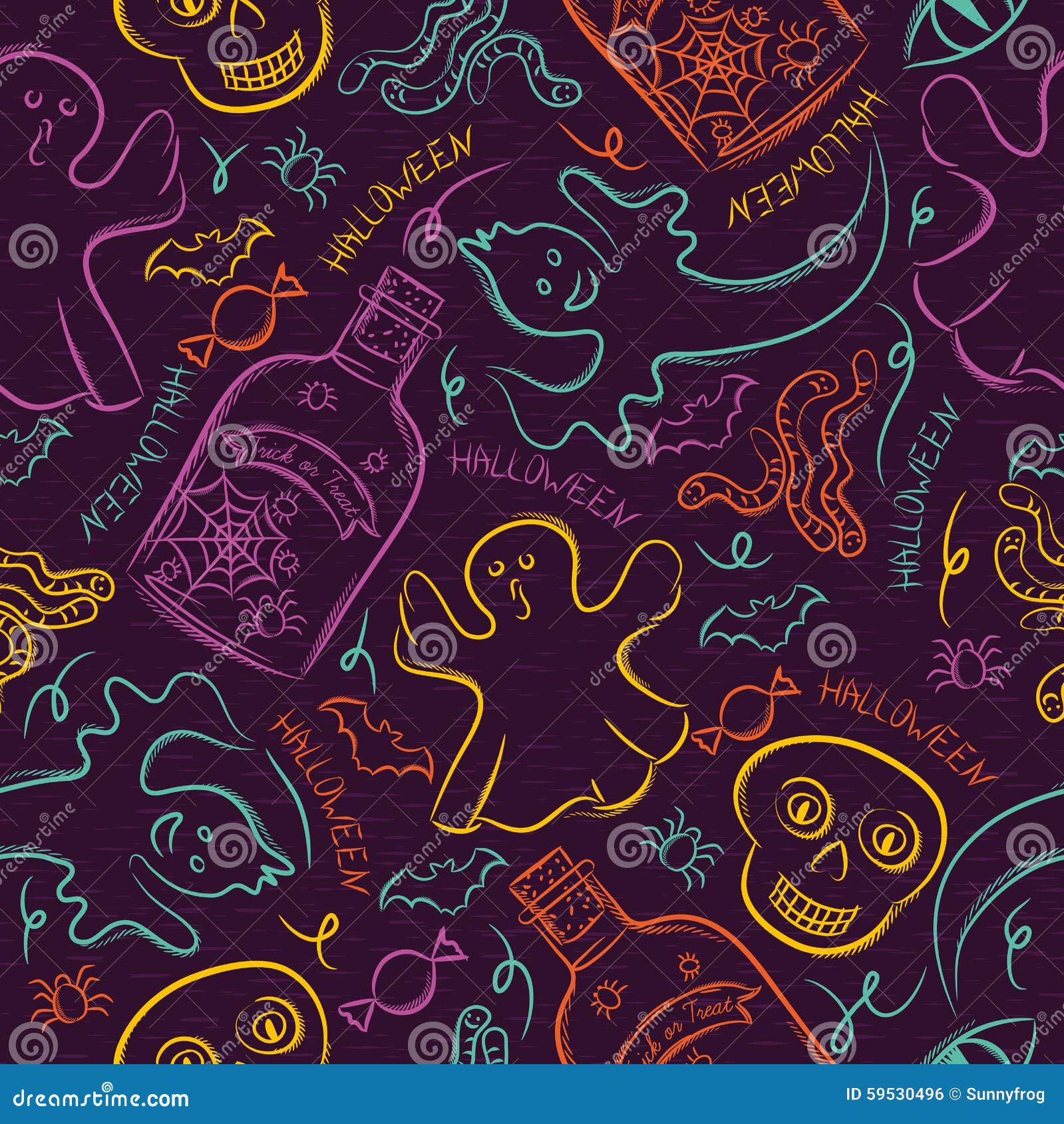 Wallpaper #7vQXOpMBKFX8bn3riHeK241 Seamless Pattern with Color Halloween Ghost Skull and Spider Stock