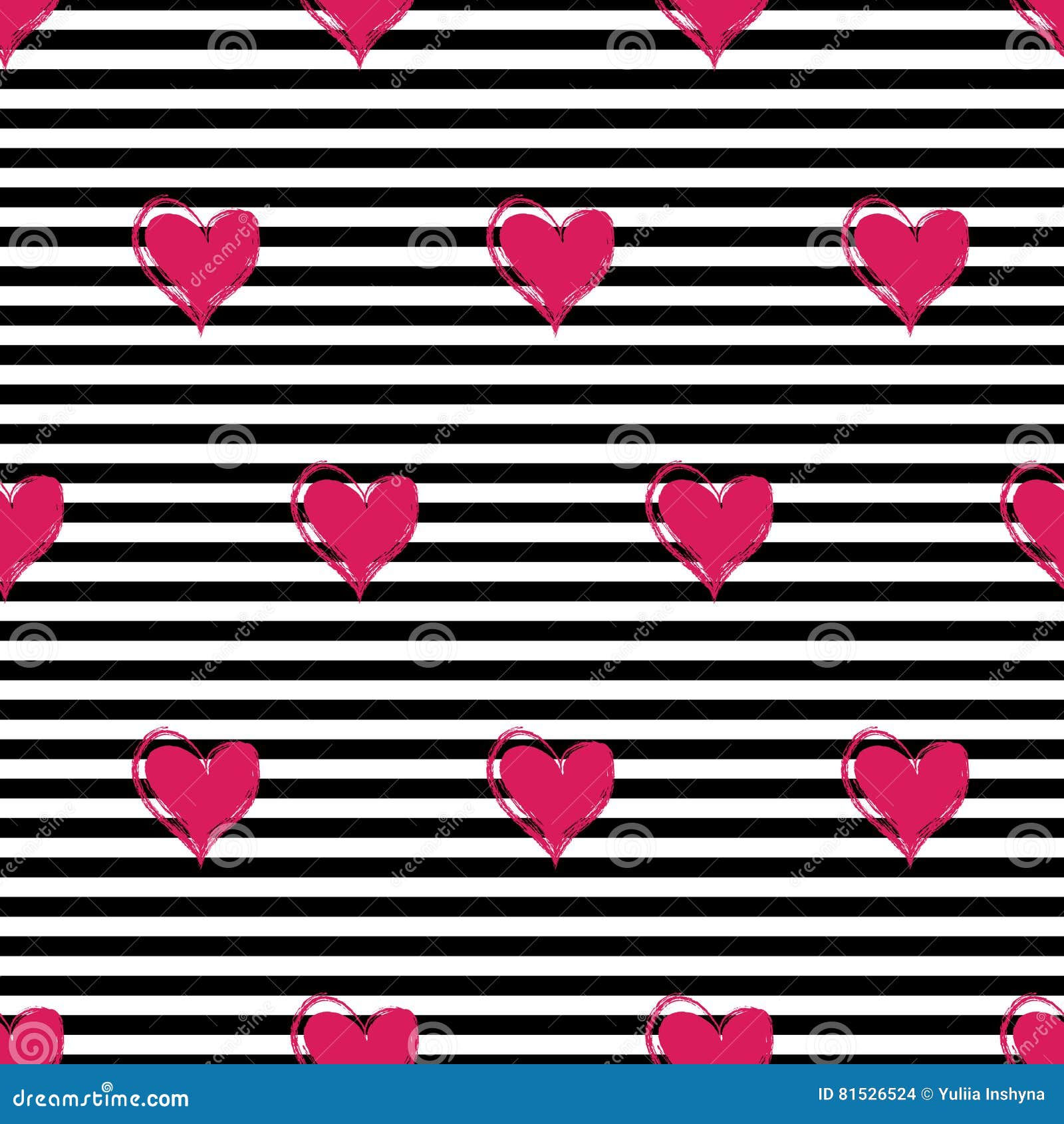 Wallpaper #tGeU55IBSpphPi3-kjik187 Seamless Pattern with Pink Hearts on a Striped Background Stock Vector