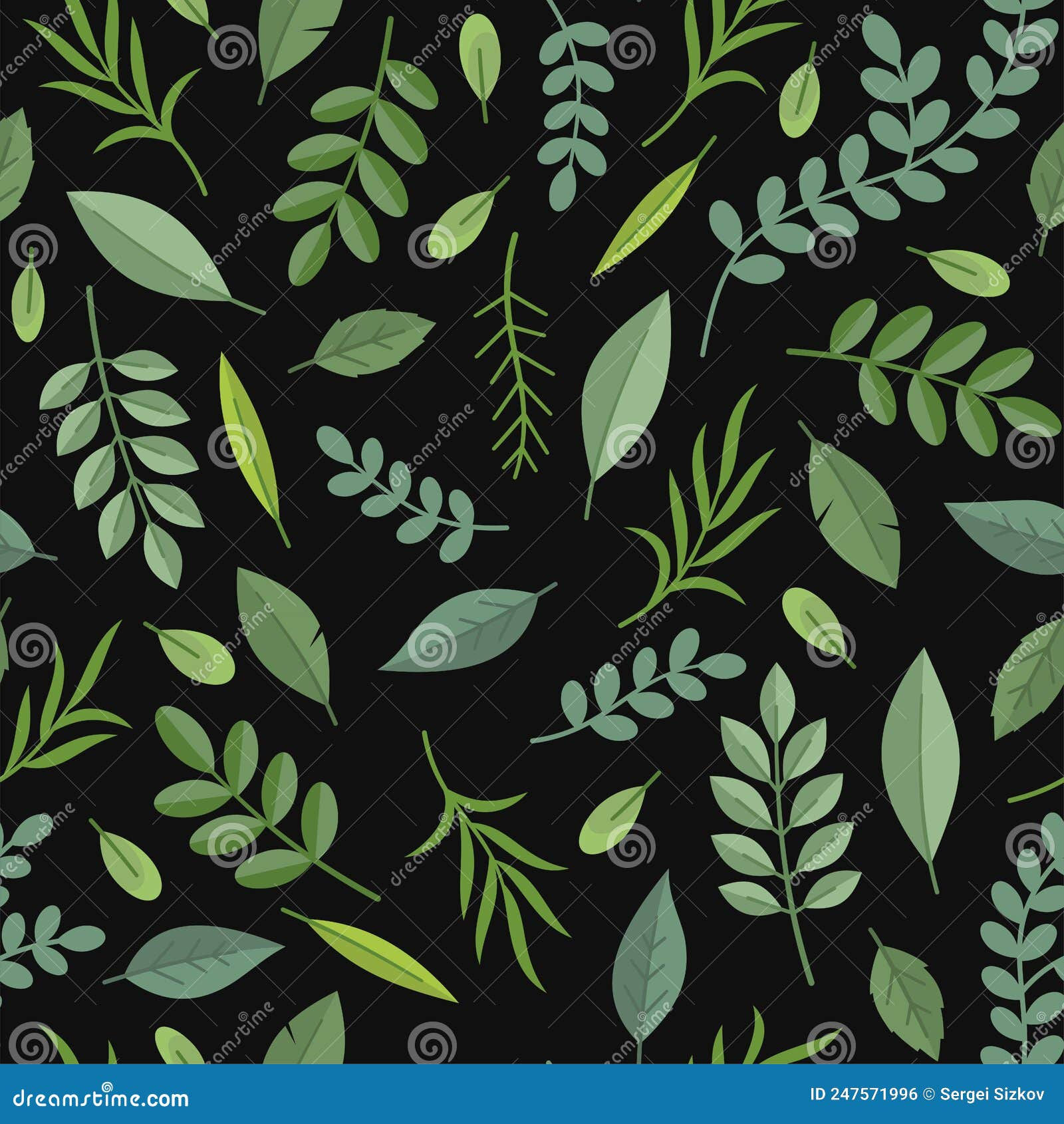 Wallpaper #am19apcBycdYOYFTxHE672 Seamless Pattern with Green Leaves on Black Background Vector Stock