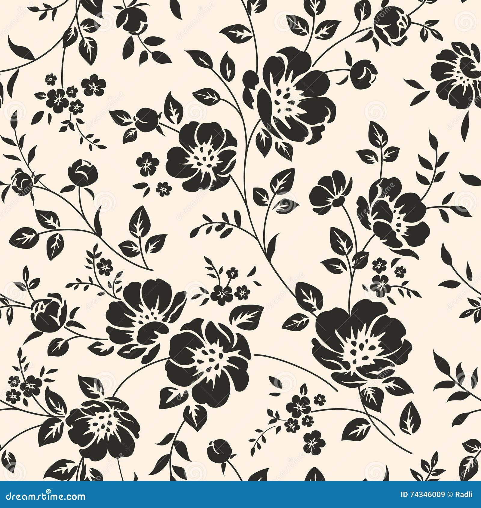 Wallpaper #_B38KpMBlOZrFDOk3MQL87 Seamless Pattern with Flowers Peony Silhouettes Vintage Background