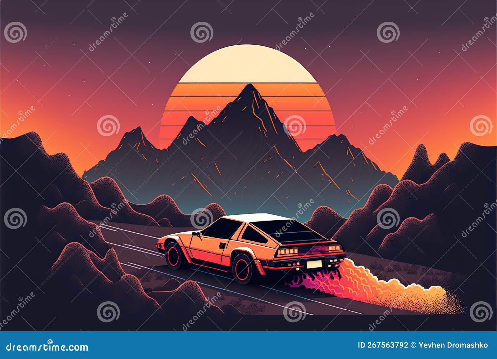 Wallpaper #TWiwFJMBSpphPi3-aAXx25 Generative AI Retro Car in Retro Style Nostalgic 80s 90s Night