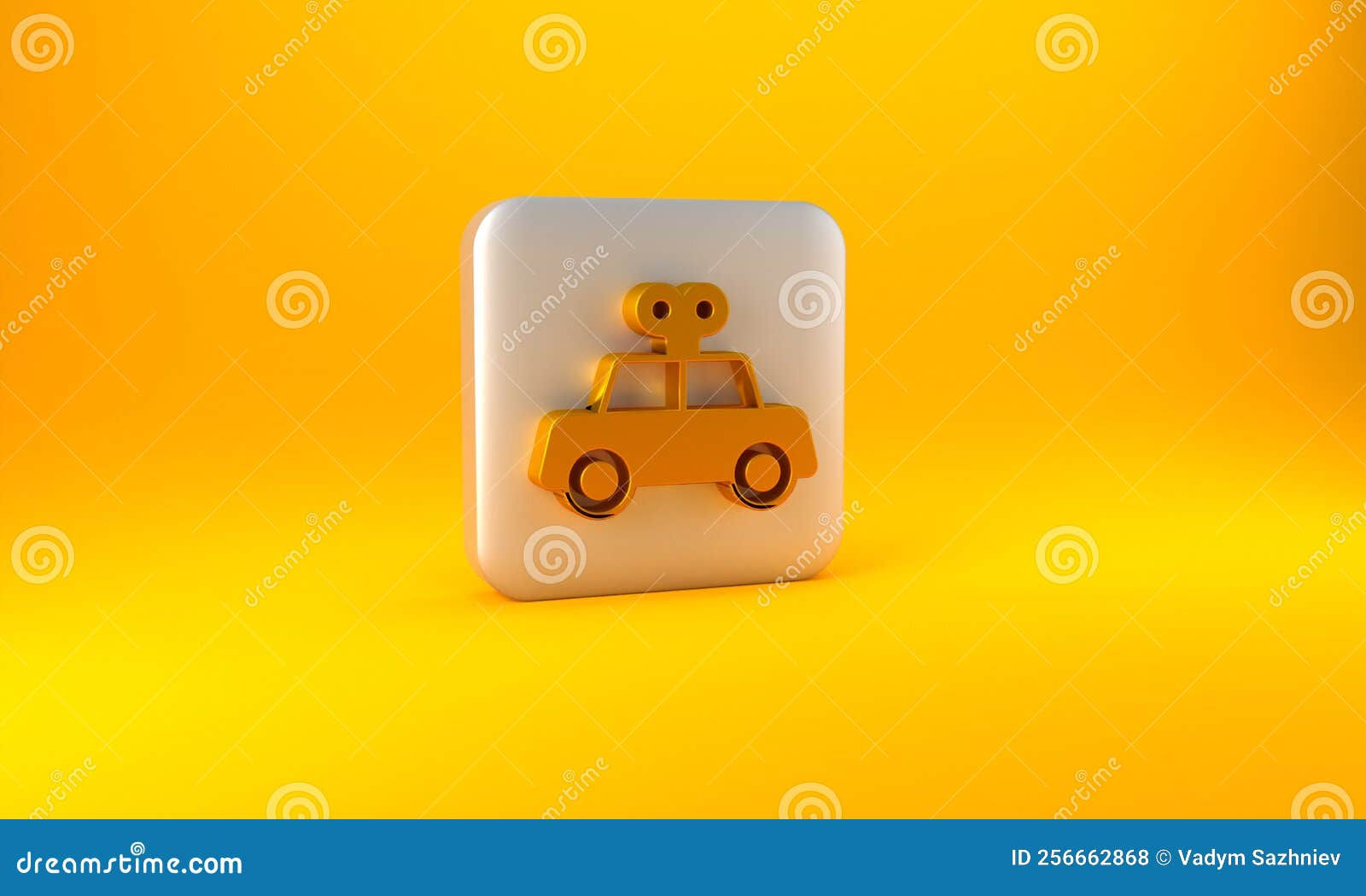 Wallpaper #2WfT-5IBSpphPi3-epWx208 Gold Toy Car Icon Isolated on Yellow Background Silver Square Button
