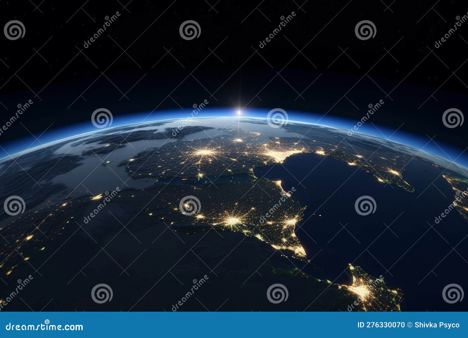 Wallpaper #uGdr8ZIBSpphPi3-MmsY267 Glowing Earth S Light Source is Shown at Night Generative AI Stock