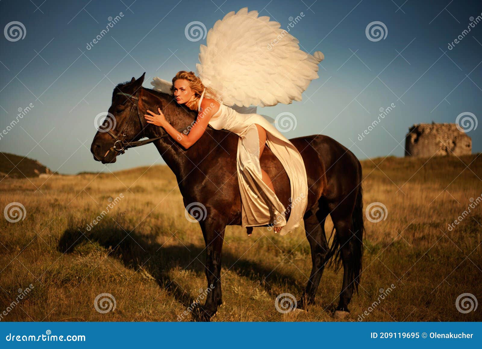 Wallpaper #8h2ULJMBlOZrFDOkIMqE13 A Girl on a Horse with White Angel Wings at a Horse Stock Image Image