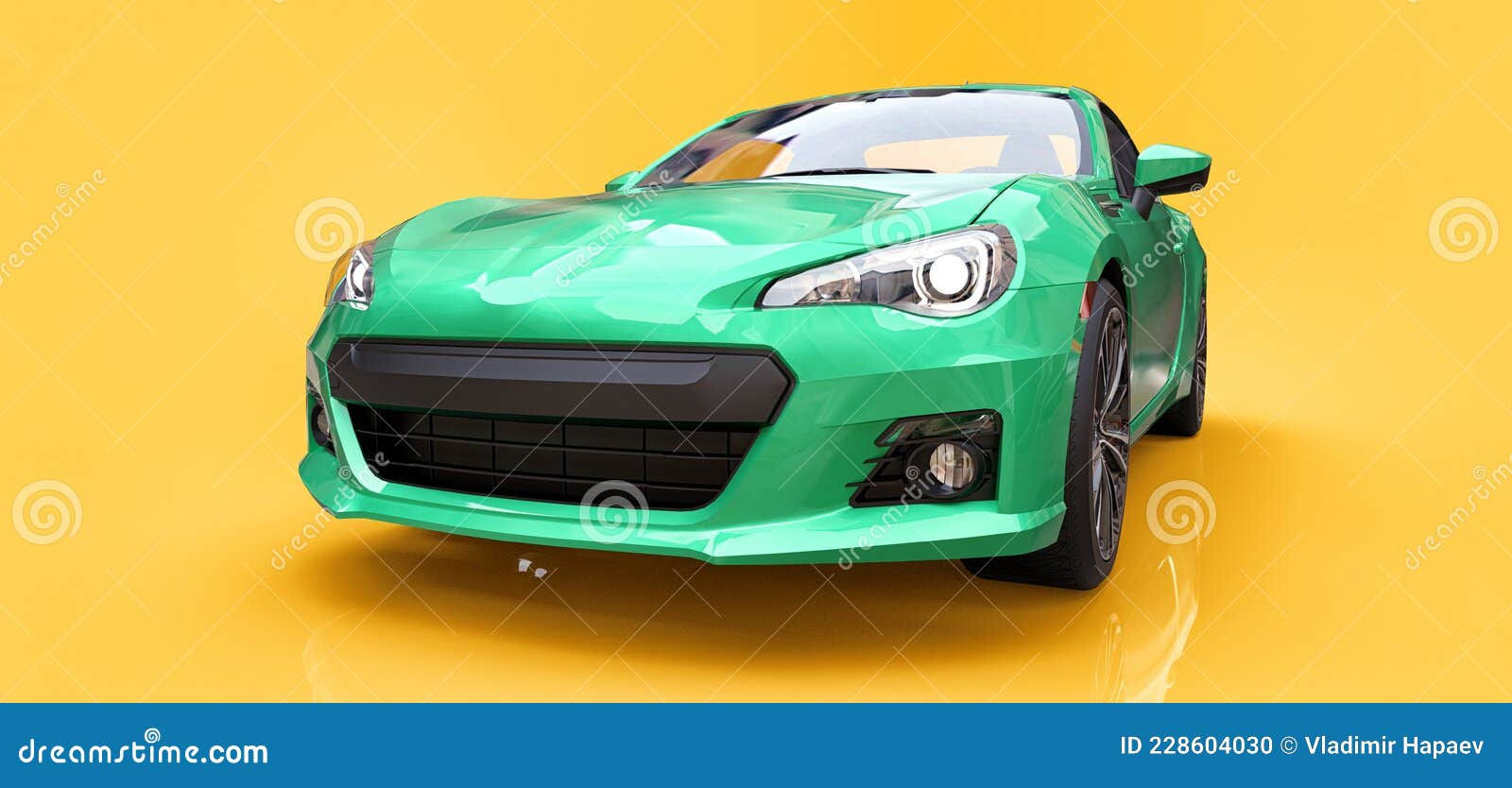 Wallpaper #U0KnPJMBOBpx0NhmacF9133 Green Small Sports Car Coupe 3D Rendering Stock Illustration