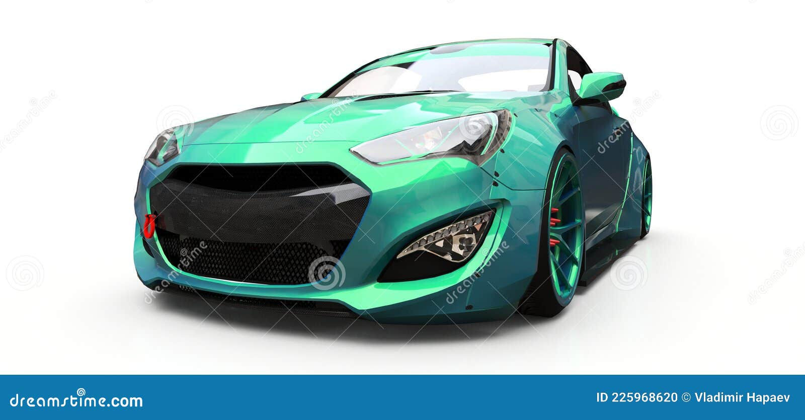 Wallpaper #U0KnPJMBOBpx0NhmacF970 Green Small Sports Car Coupe 3D Rendering Stock Illustration