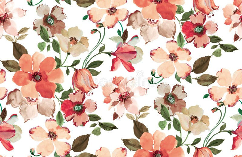 Wallpaper #Kbgw15IBJvJKYCmEIOId52 Seamless Watercolor Floral Design with White Background for Textile