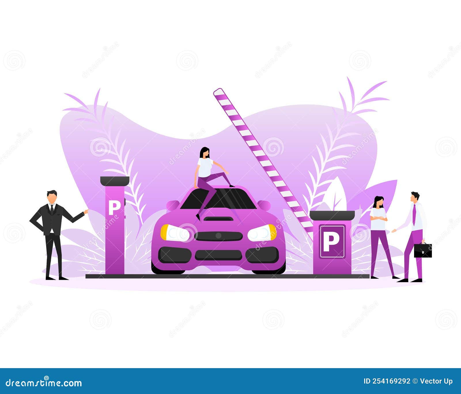 Wallpaper #5_8FapMB3lSXT3zUC-WN412 Flat Style Parking with Car and People Cartoon Vector Illustration