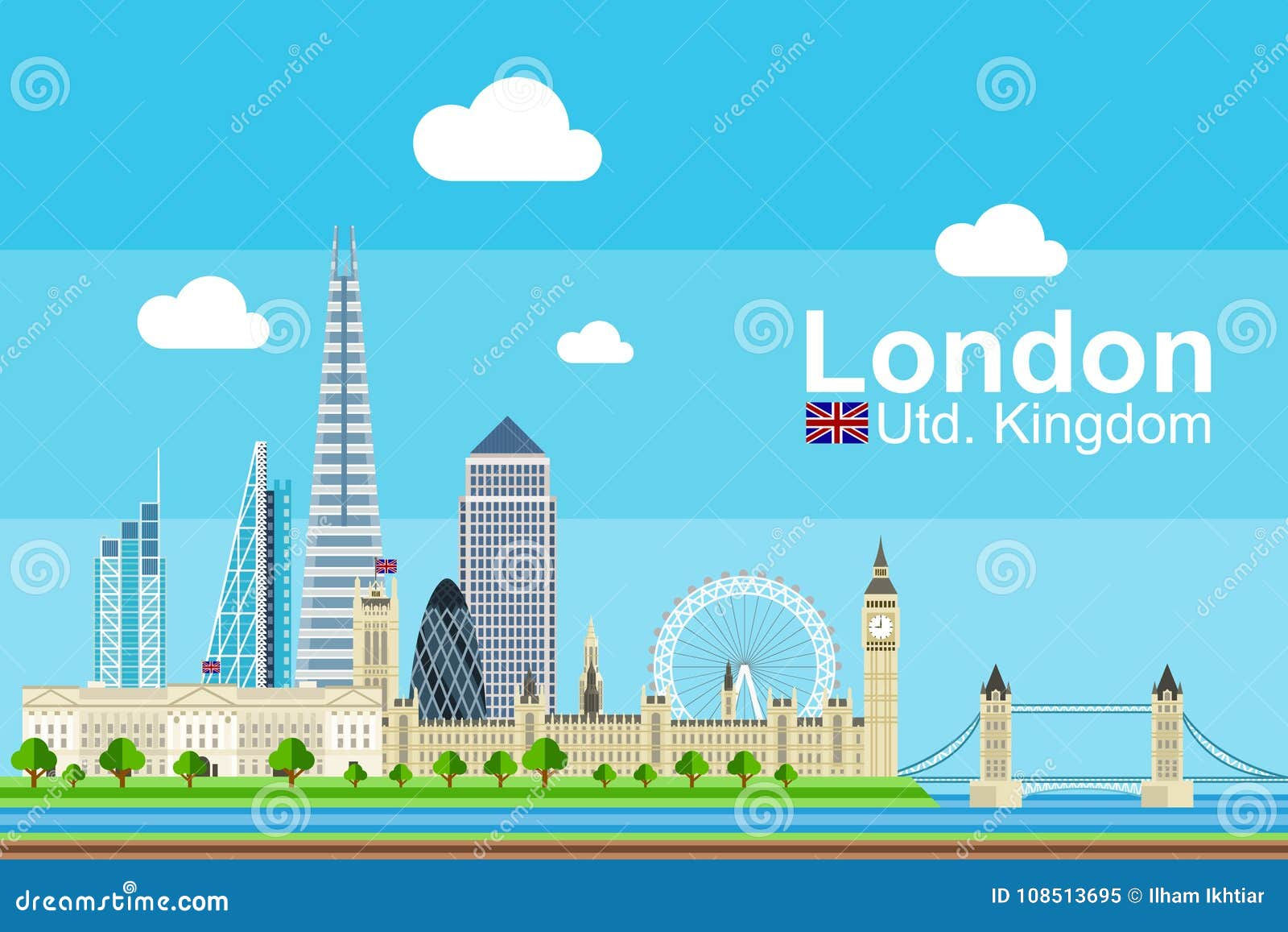 Wallpaper #2WigFZMBSpphPi3-egh-286 Flat London Cityscape Stock Vector Illustration of Tree 108513695