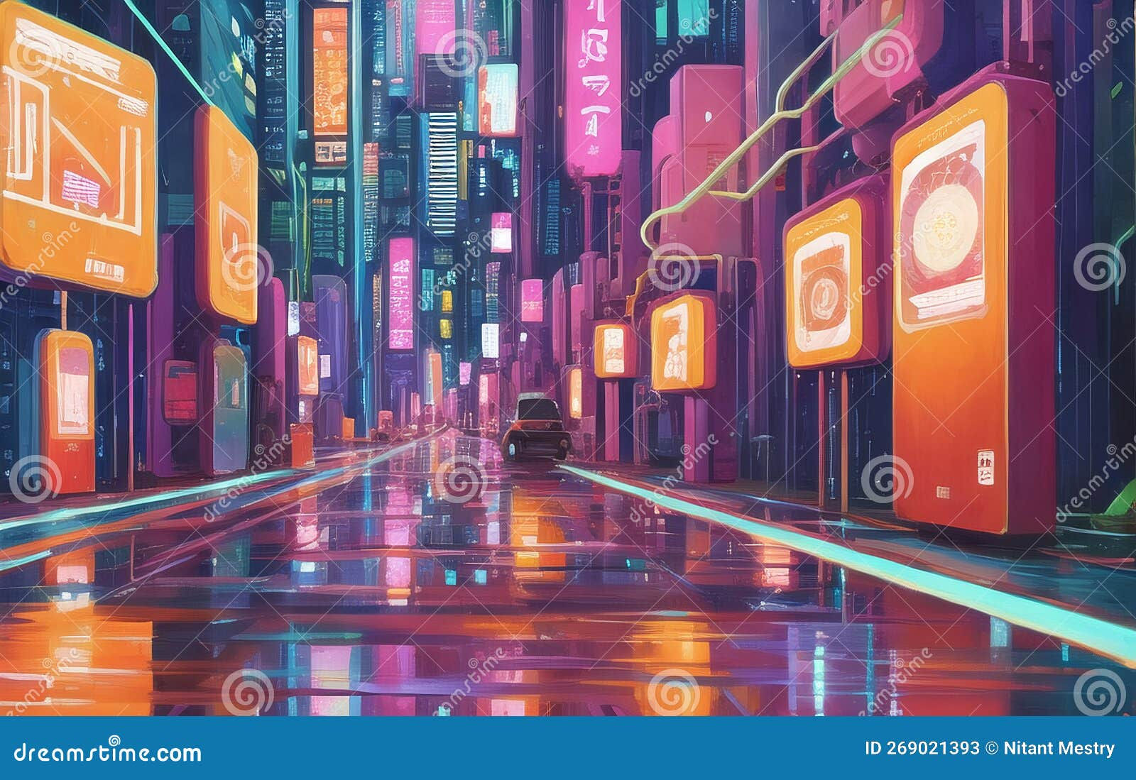 Wallpaper #C2cfDZMBSpphPi3-T-MG205 Cyberpunk Theme Sci Fi Background 3D Rendering of Abstract Neon Mega