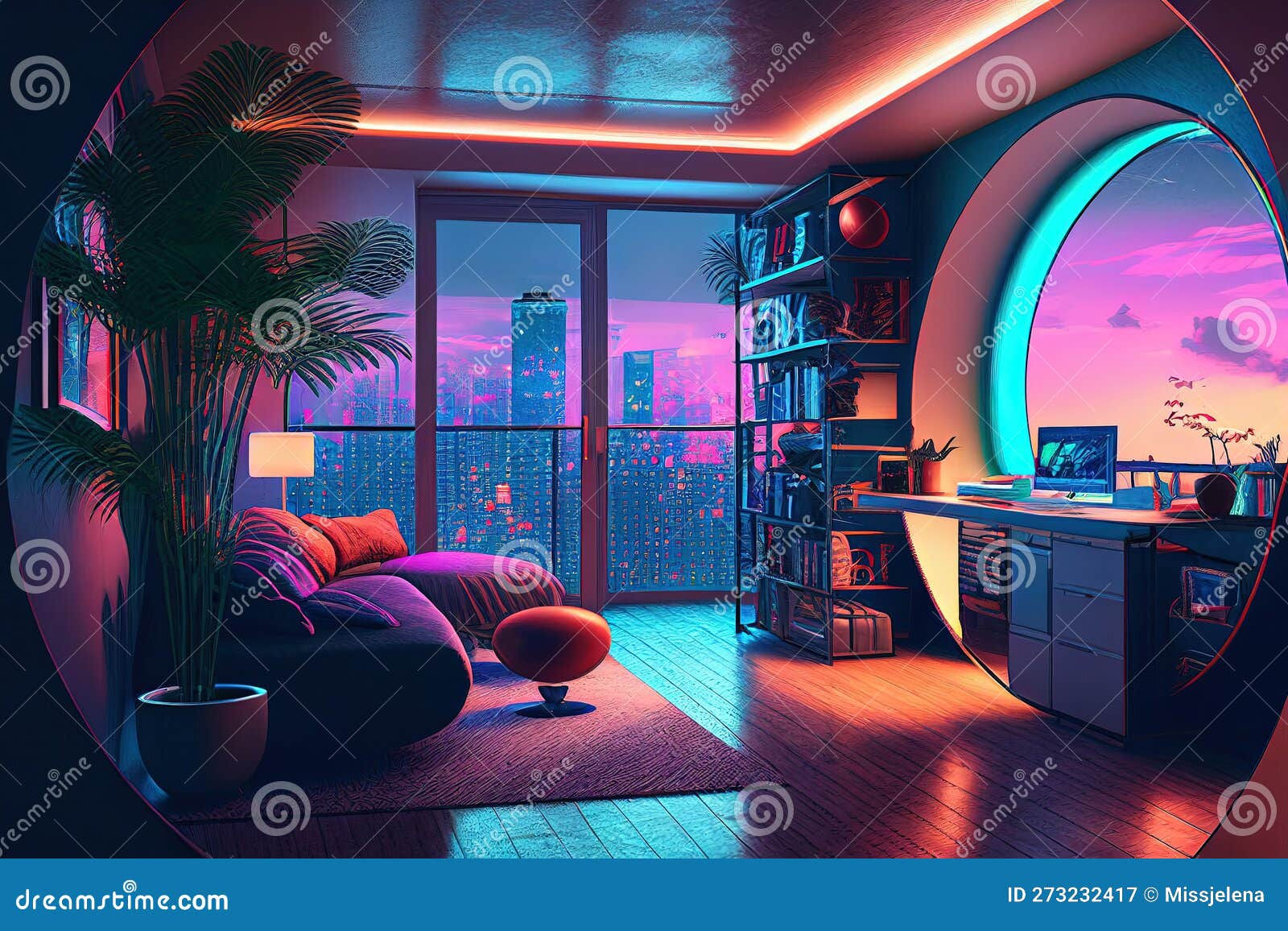 Wallpaper #EQM-YpMBpyOg8YnEZtLb41 Futuristic Interior Room with Open View in Residential Building Modern