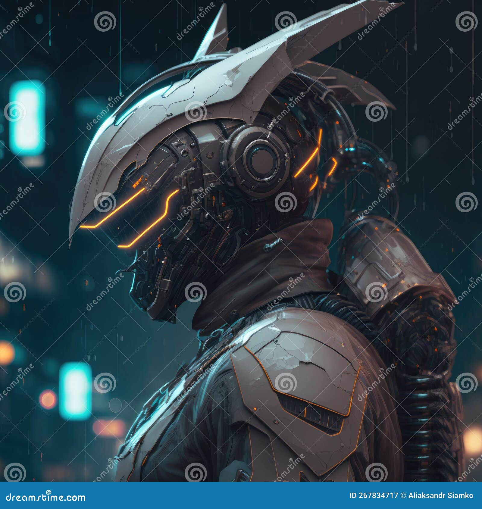 Wallpaper #K2dt95IBSpphPi3-a4aI2 Future Man in Futuristic Helmet Cyberpunk Sci Fi Art Stock