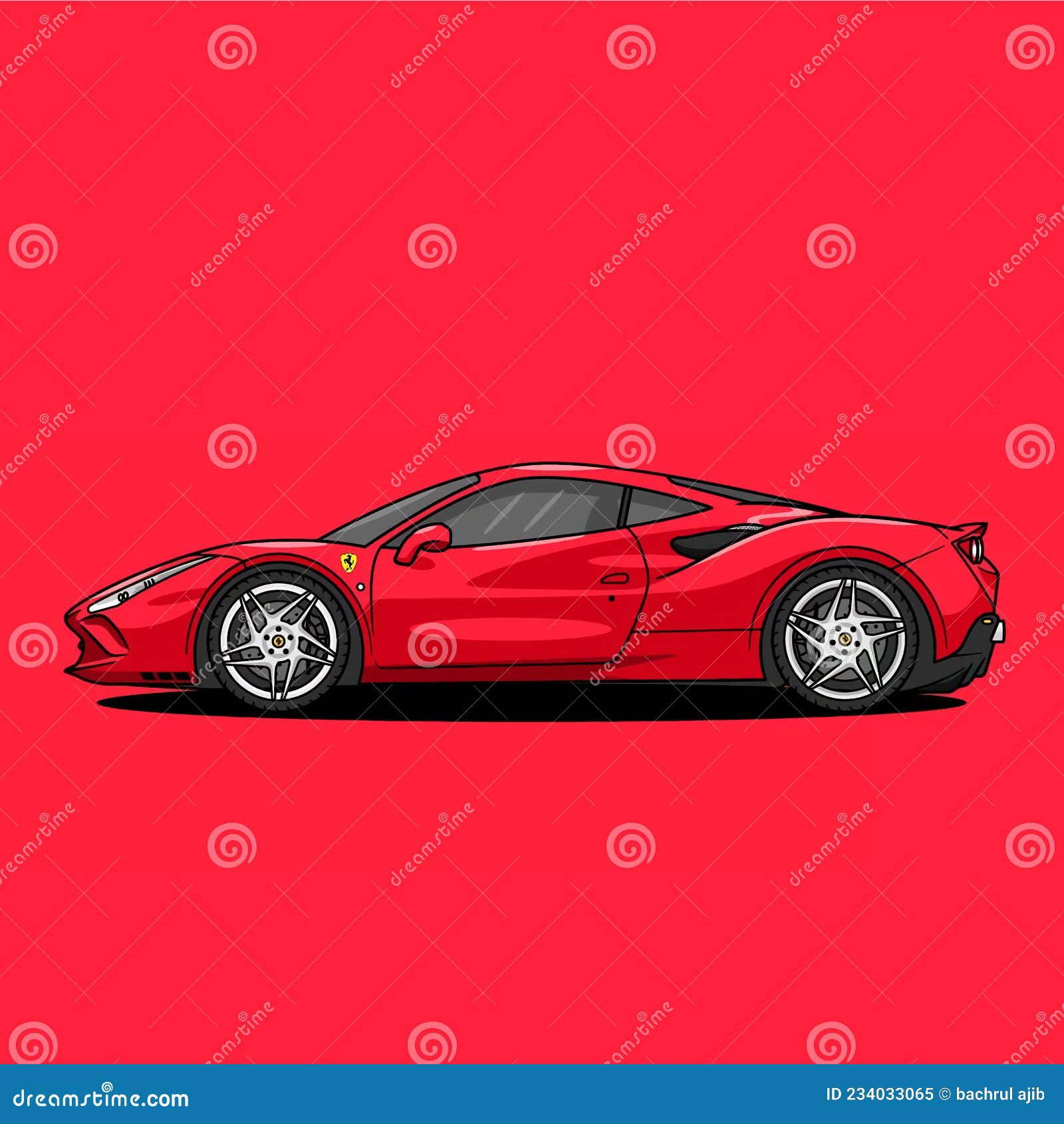 Wallpaper #a2cU95IBSpphPi3-EIVg99 Ferrari with Red Color from Side View Stock Illustration Illustration