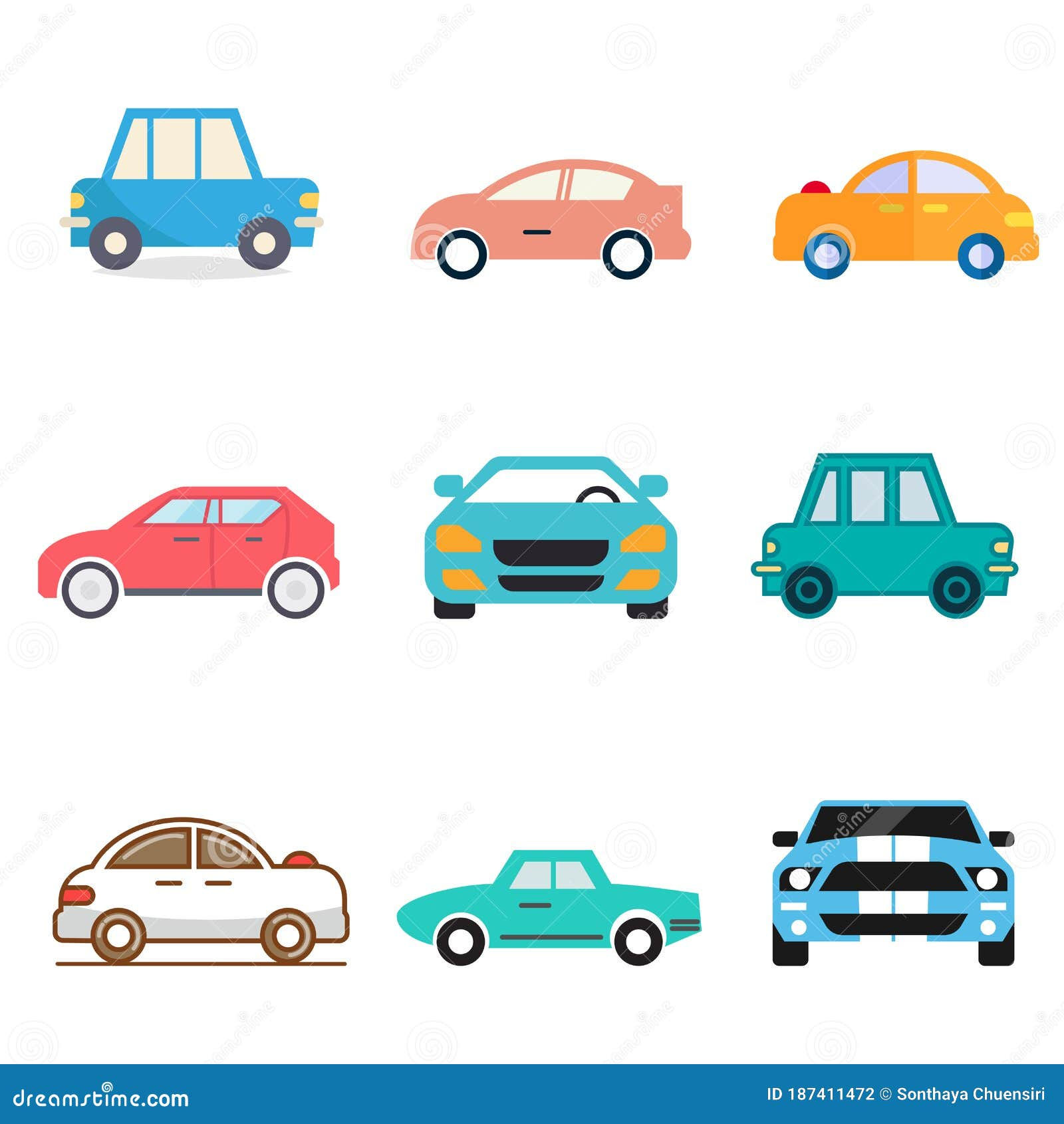 Wallpaper #kWidIpMBSpphPi3-uDN4311 Flat Icons for Car Side View and Car Front Stock Vector Illustration