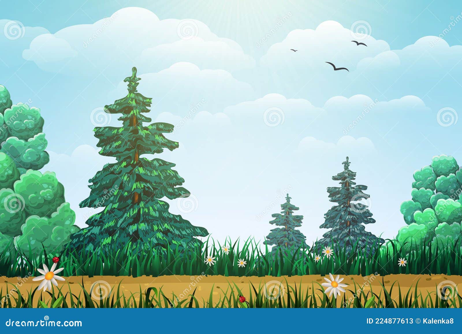 Wallpaper #lGcDC5MBSpphPi3-T9ct14 Forest Path Background with Trees Firs Flowers Forest Game